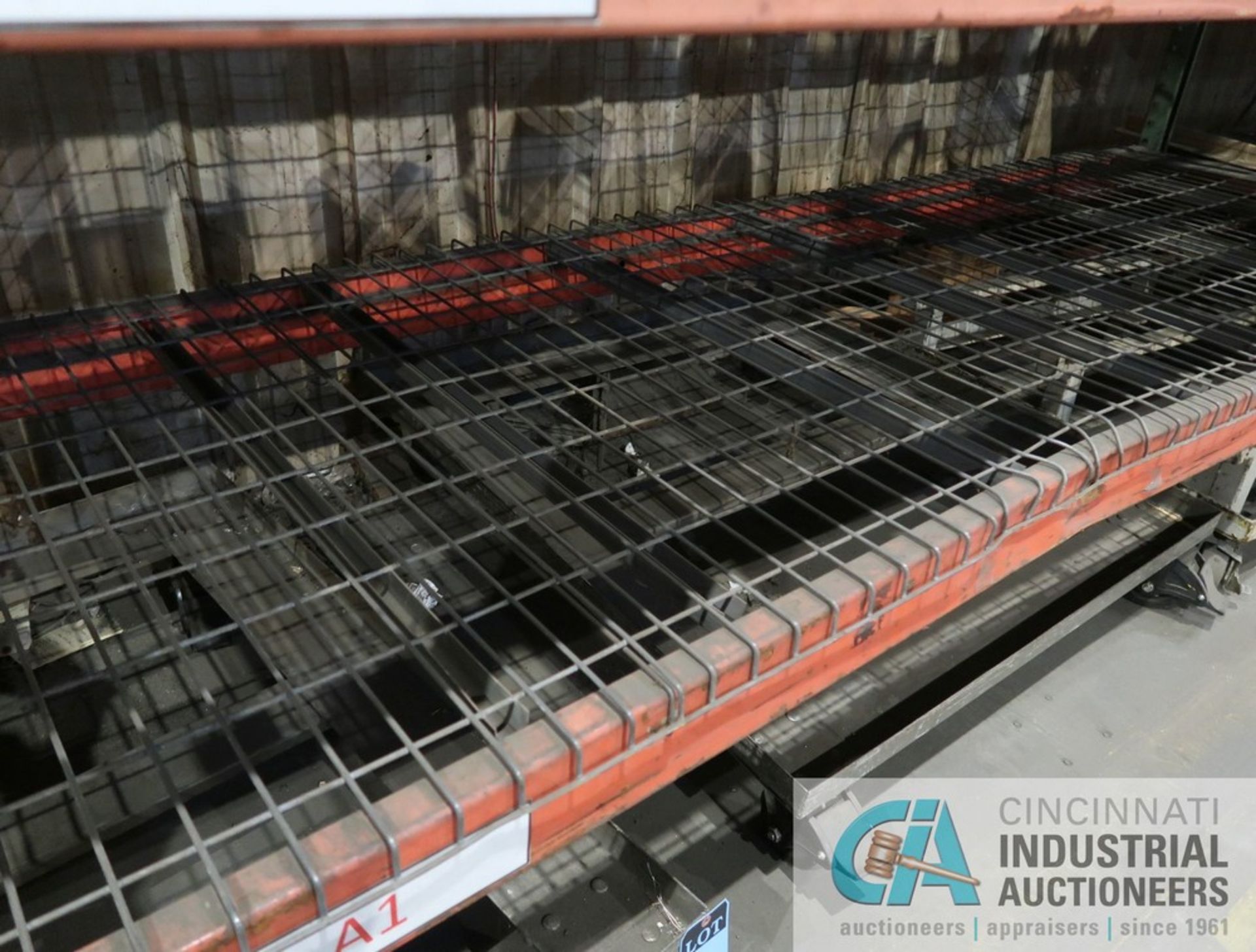 SECTIONS 42" X 150" X 16' PALLET RACK, (7) UPRIGHTS, (84) 5" FACE CROSSBEAMS, WIRE AND WOOD DECK - Image 8 of 8