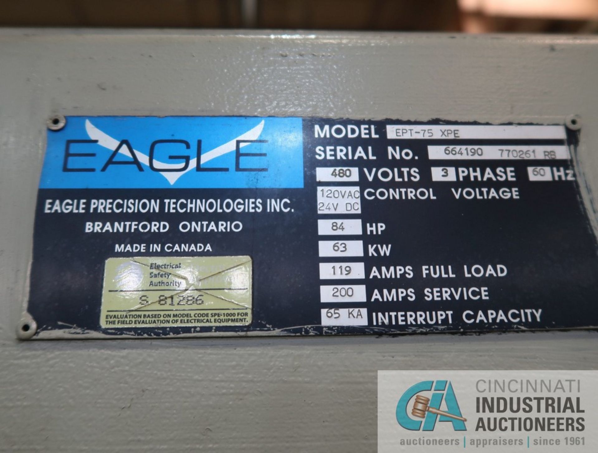 75 MM EAGLE MODEL EPT-75 XPE MULTI-STACK 5-AXIS CNC HYDRUALIC BENDER; S/N 664190-770261-RB, ASSET - Image 12 of 15