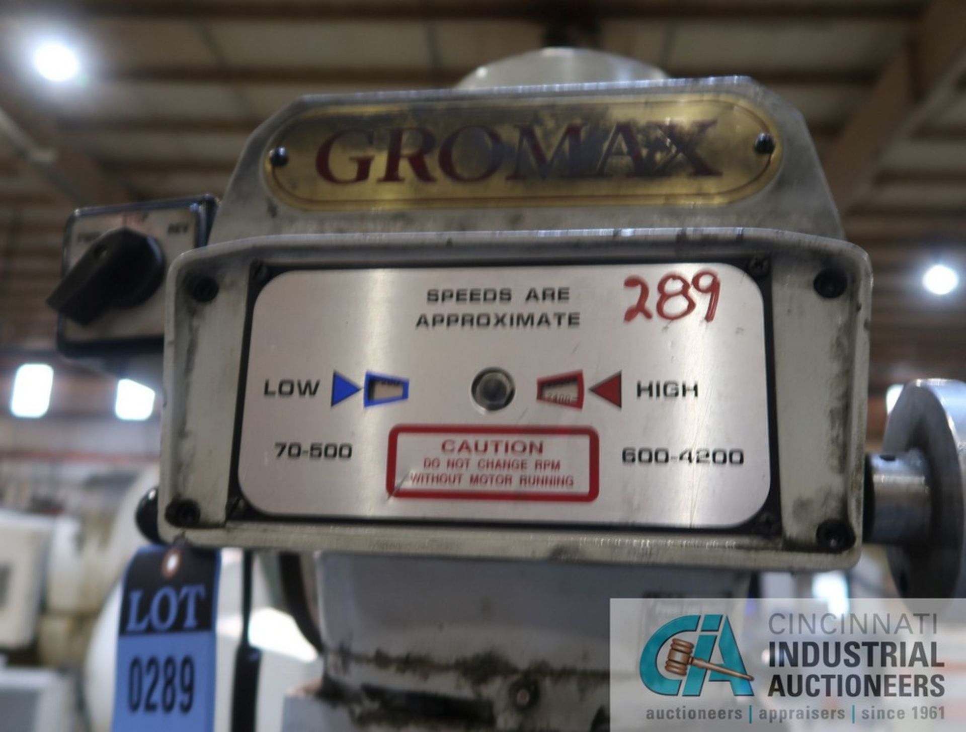 3 HP GROMAX MODEL 2VS-942 VERTICAL MILLING MACHINE; S/N 9578 - Image 3 of 5