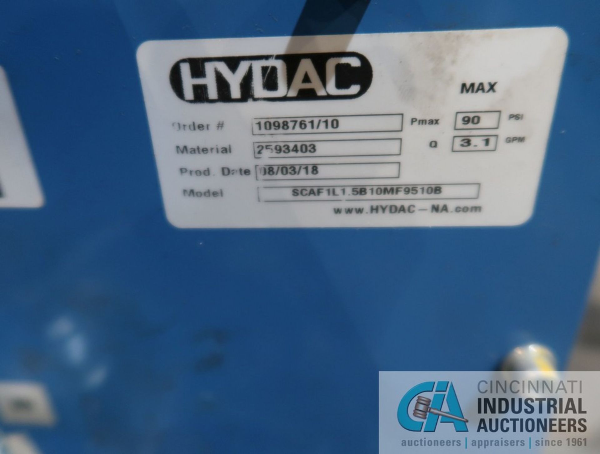 HYDAC MODEL SCAF IL 1.5B10MF9510B COOLER WITH HEAT EXCHANGER - Image 2 of 2