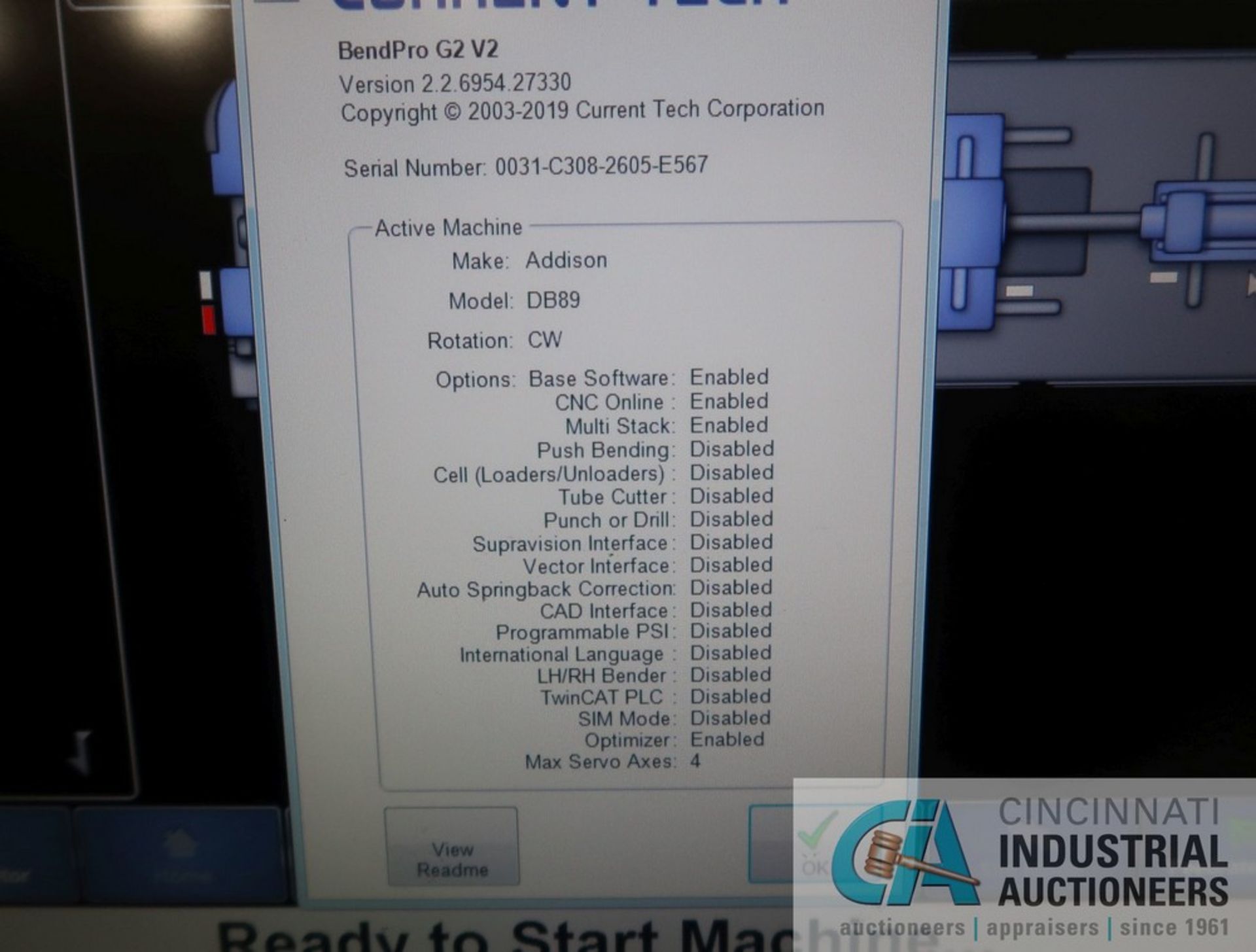 3-1/2" ADDISON MODEL DB89-ST2R MULTI-STACK 4-AXIS CNC SERVO DRIVEN TUBE BENDER; S/N 9907, ASSET - Image 14 of 14