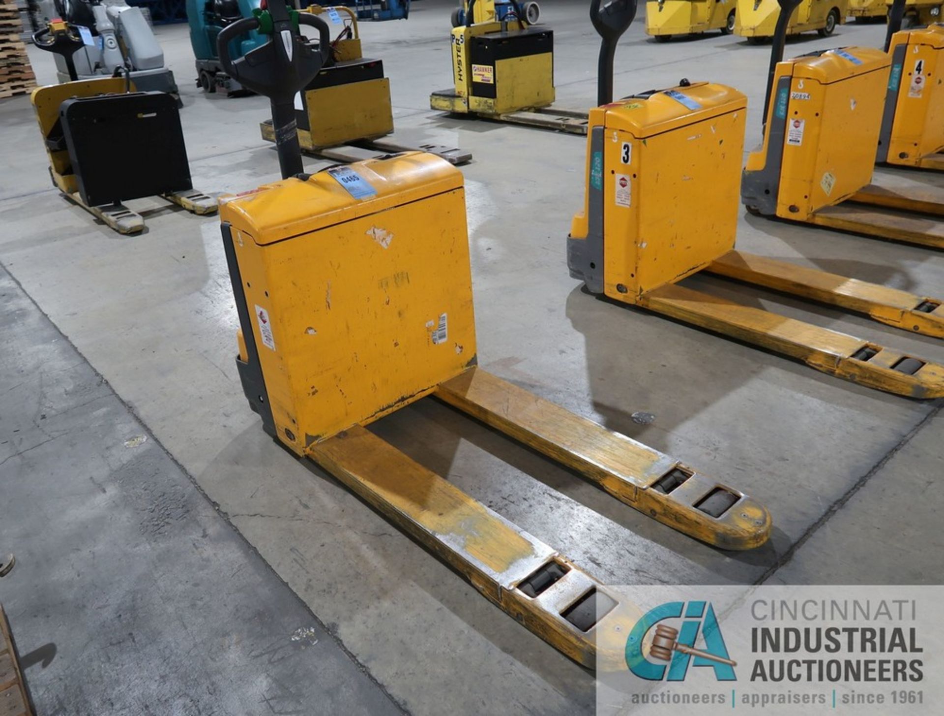 JUNGHEINRICH MODEL EJE120 ELECTRIC WALK BEHIND PALLET TRUCK; S/N N/A, BUILT IN CHARGERS