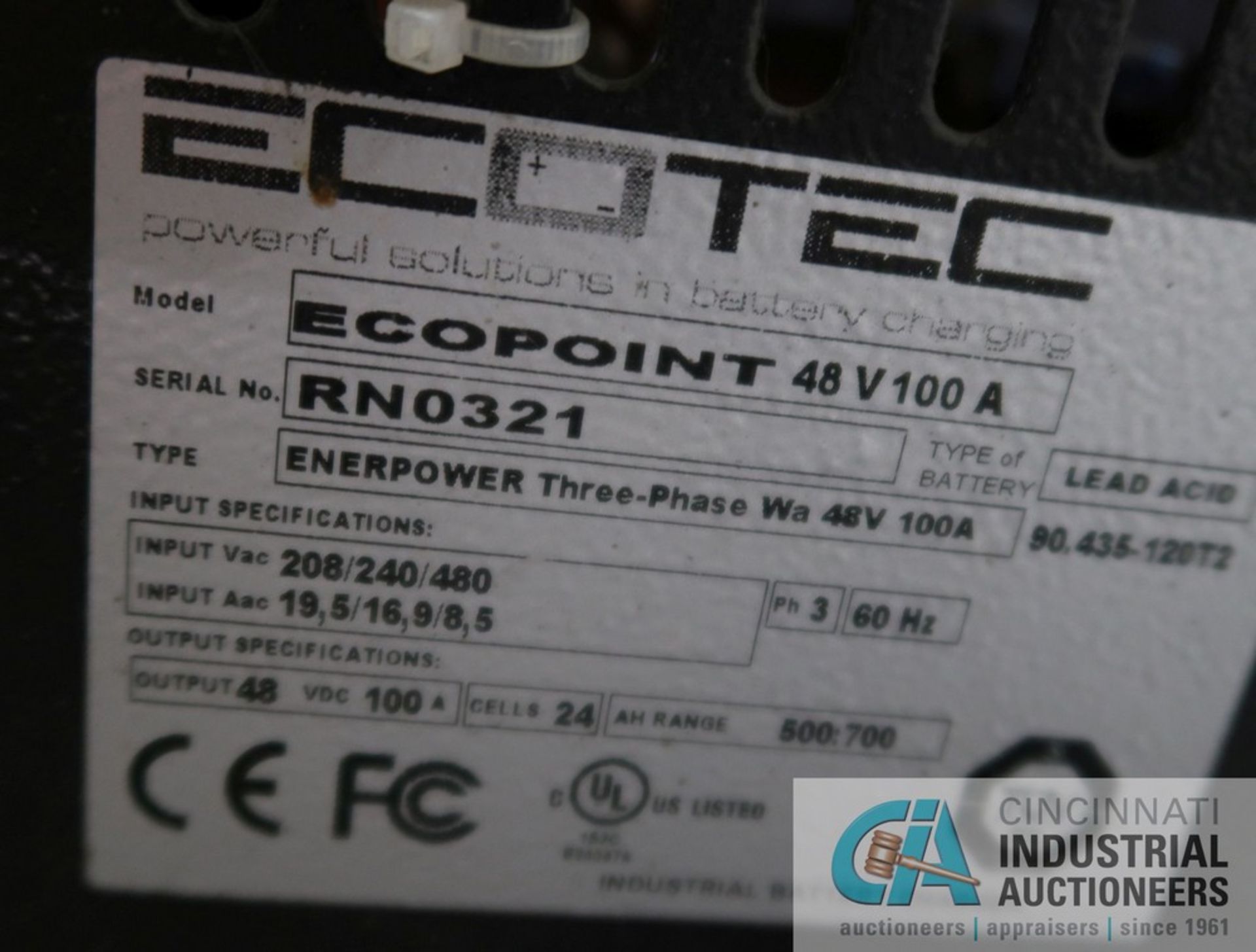 48 VOLT ECOTECH MODEL ECOPOINT BATTERY CHARGER - Image 2 of 2