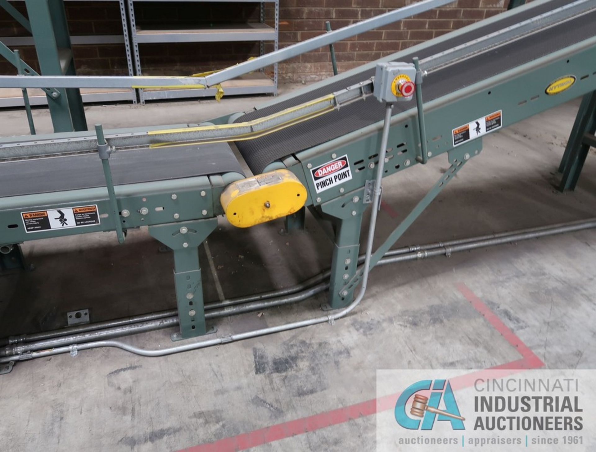24" WIDE X 160' (APPROX.) HYTROL MODEL 190-ABA POWER ROLLER BALL CONVEYOR WITH CURVE AND 35' X 18" - Image 8 of 19