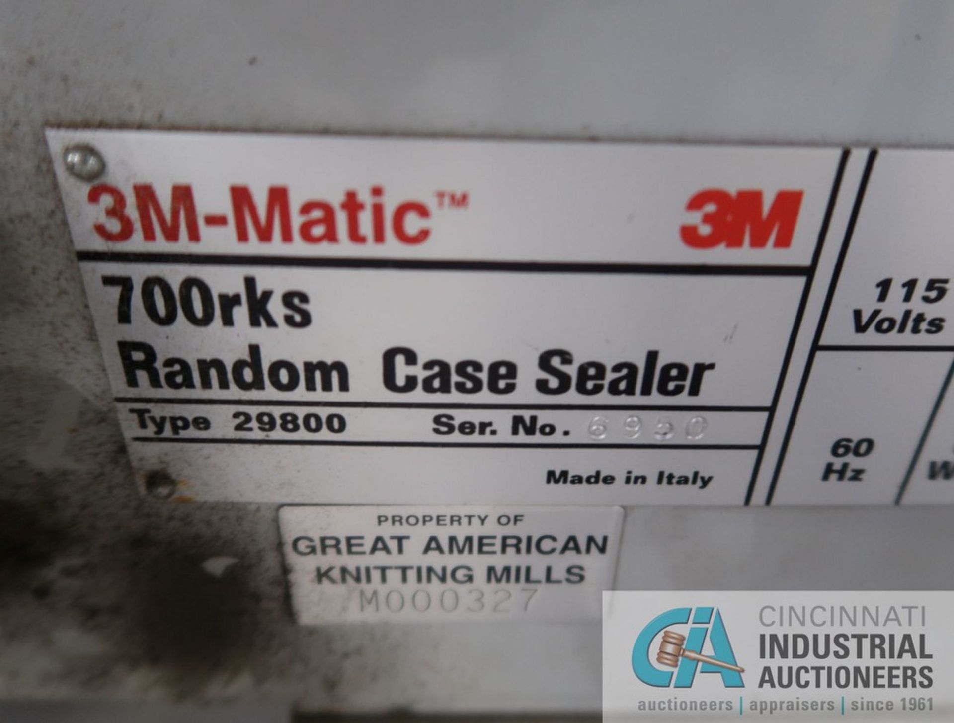 3M-MATIC MODEL 700RKS TYPE 40800 RANDOM CASE SEALER WITH ACCUGLIDE 3 TAPING HEADS; S/N 6950 - Image 7 of 7