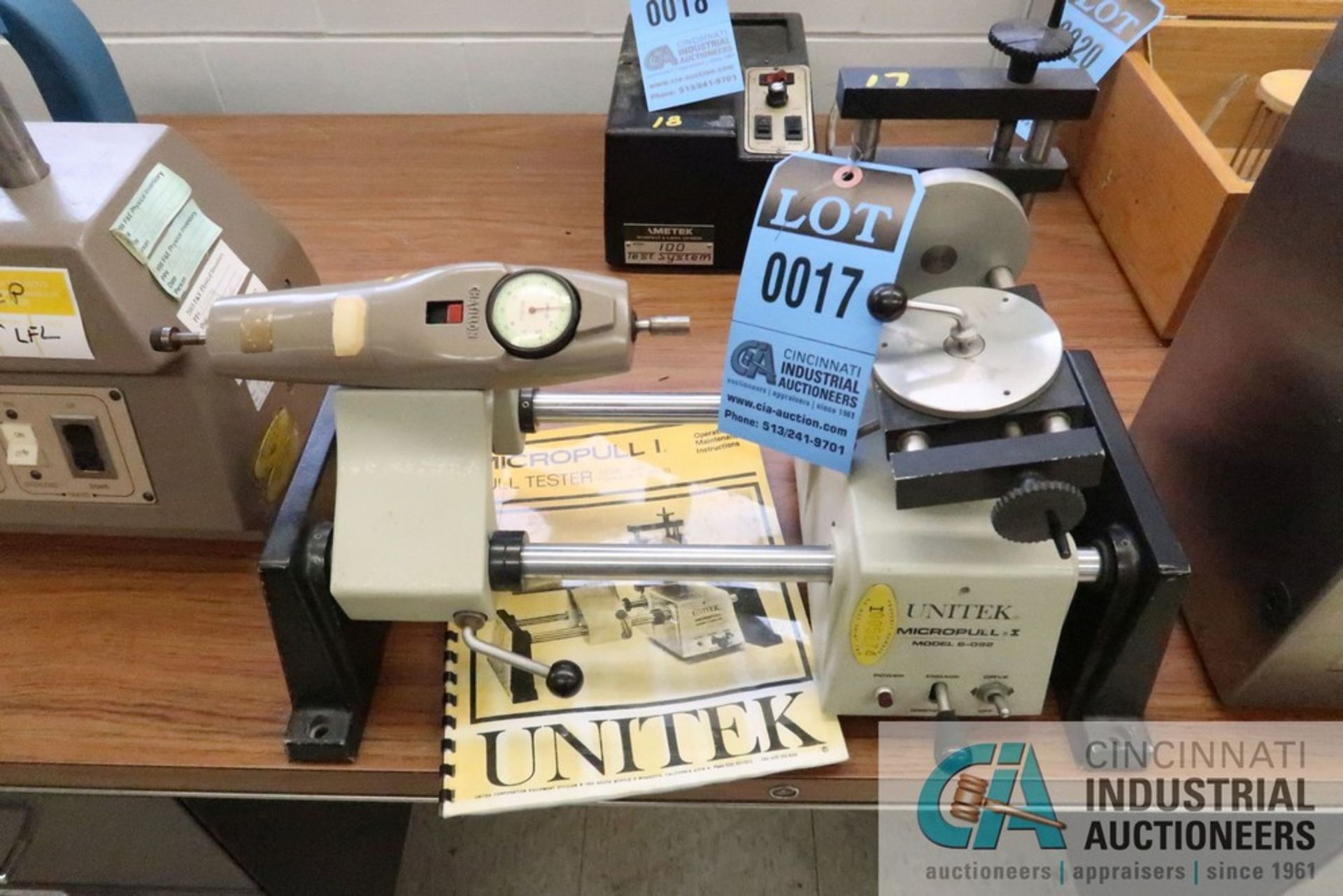 UNITEK MODEL MP1 PULL TESTER; CONTROL NO. 6-092-03, CHATILLON 30 X 2.5 LB. DIAL READOUT