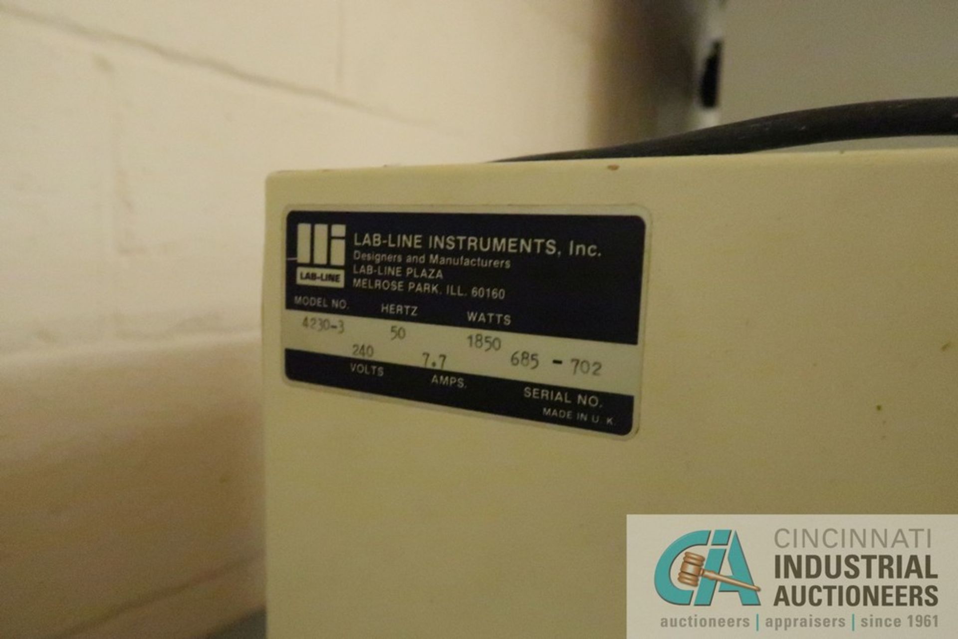 LAB-LINE MODEL 4230-3 OVEN, 5" X 4" X 8" CHAMBER (ROOM 4) - Located in the basement - Image 4 of 4