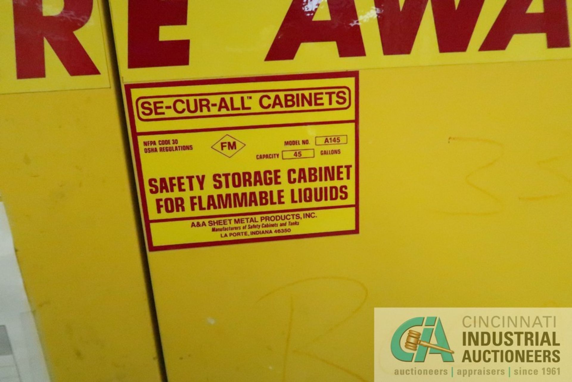 45 GALLON SE-CUR-ALL MODEL A145 FLAMMABLE LIQUID CABINET (ROOM 22) - Located in the basement - Image 2 of 3