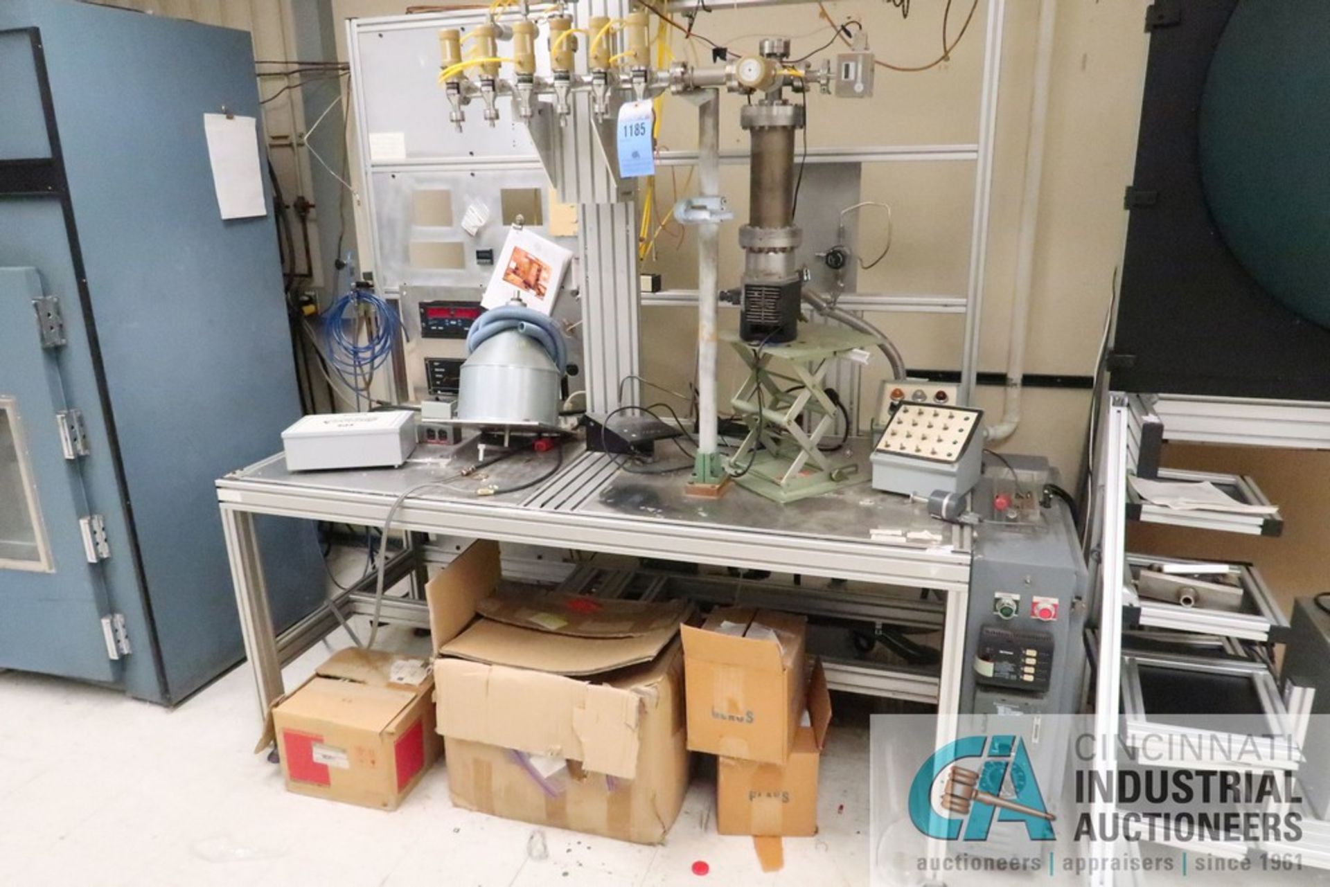CMH EXHAUST MACHINE WITH CONTROL BOX, (2) VARIAN EYE SYS VACUUM GAUGES, (6) HUNTINGTON OD FLANGES,