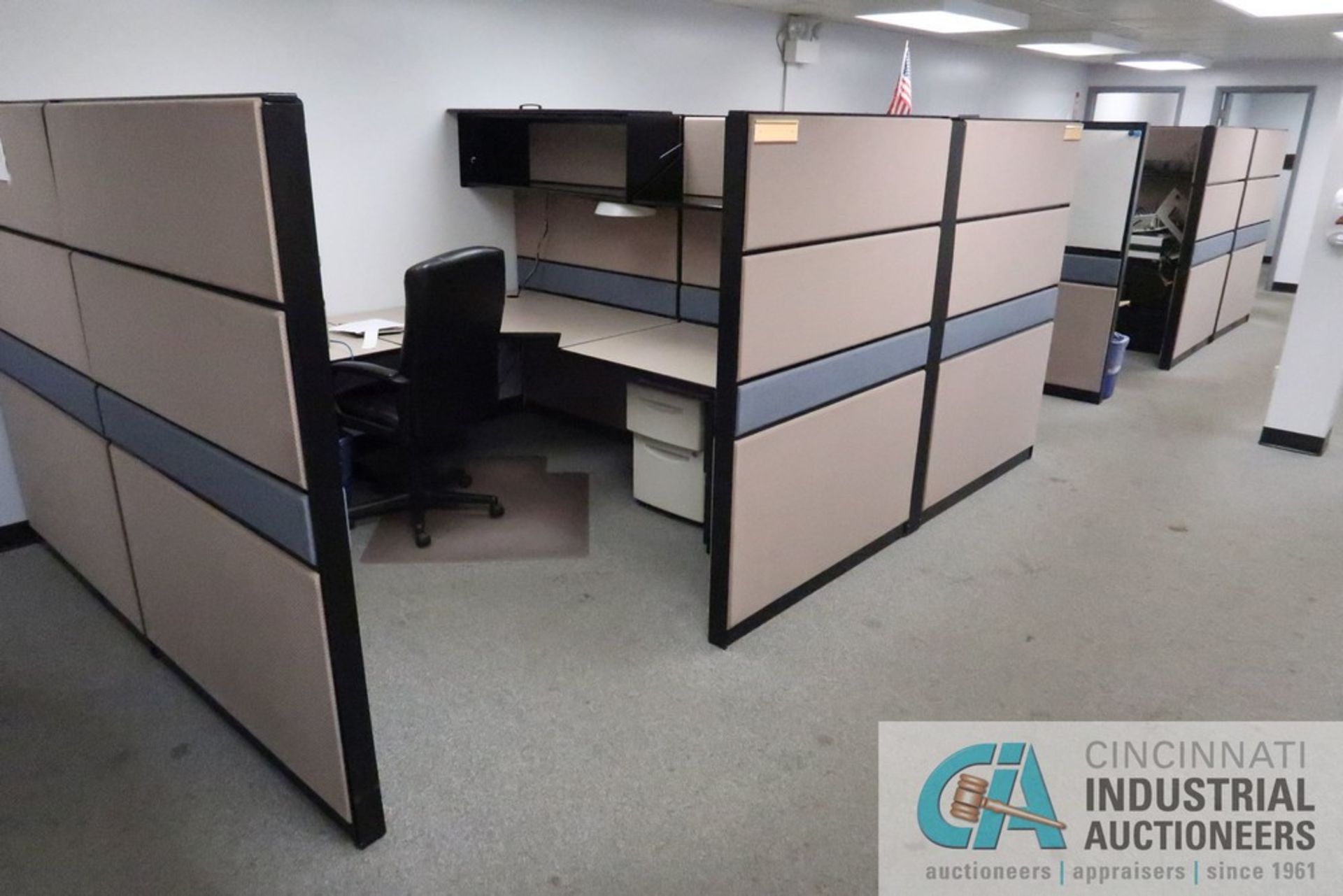 (LOT) (4) CUBICLES, 96" X 96" L-SHAPED DESKS, (3) EXECUTIVE CHAIRS, FILE CABINETS - Image 6 of 6