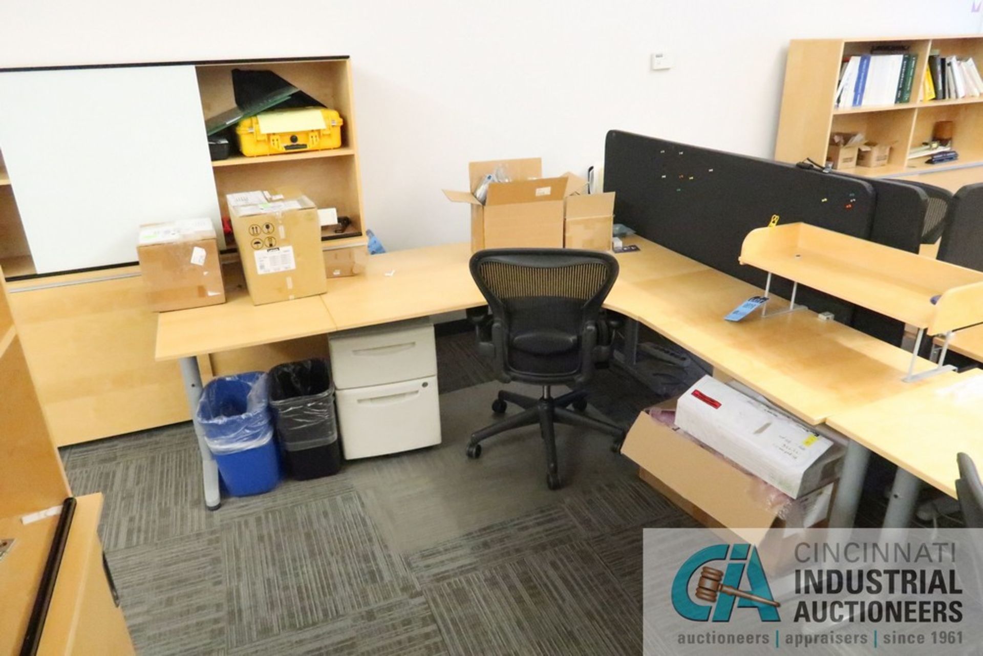 79" X 86" X 24" GALANT L-SHAPED DESK, (1) 2-DRAWER CABINET, (1) BOOKCASE WITH LOWER STORAGE, (1)