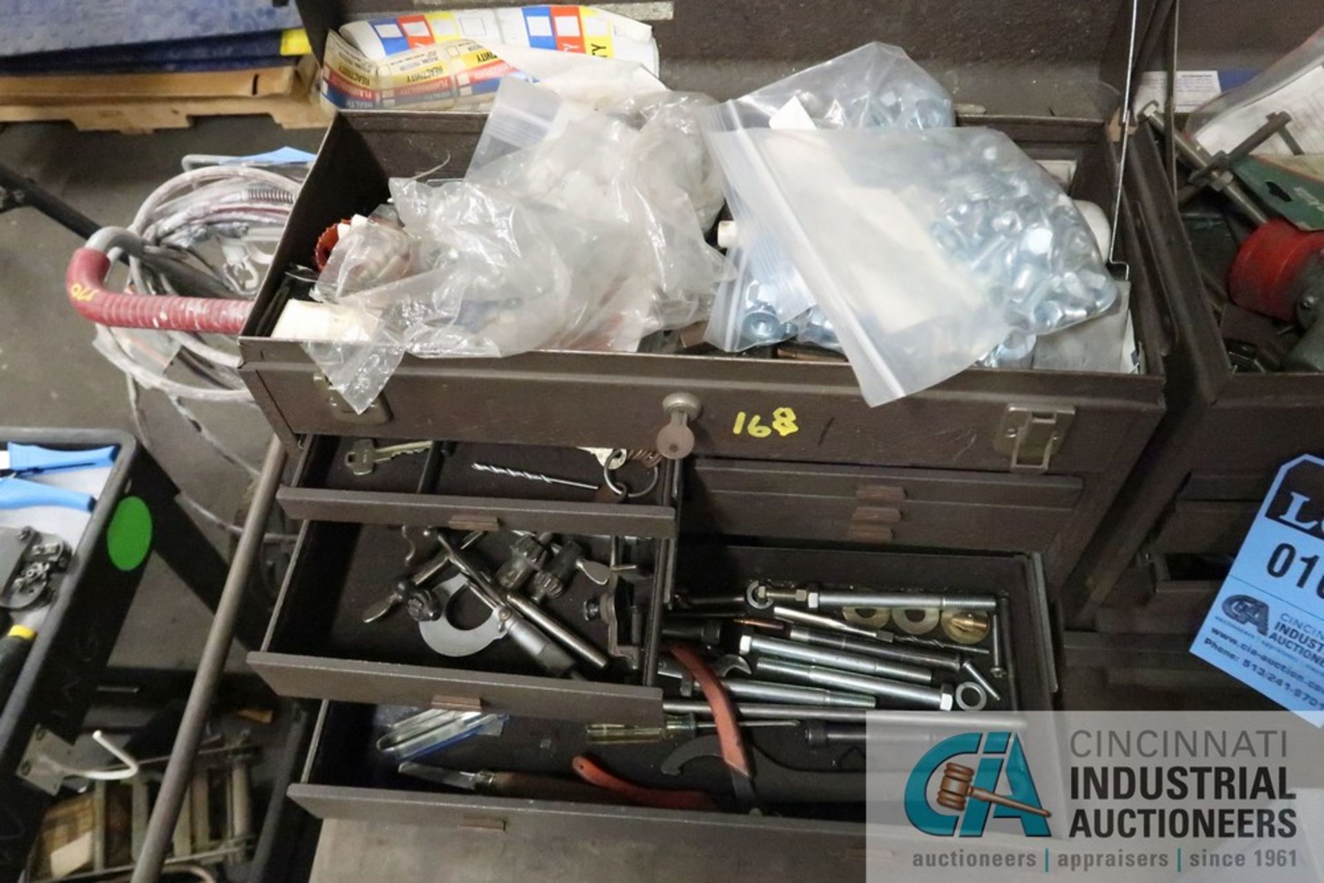 KENNEDY TOOLBOXES WITH TOOLS, DRILL INDEX, HEAVY DUTY ROLLING CART - Image 4 of 5