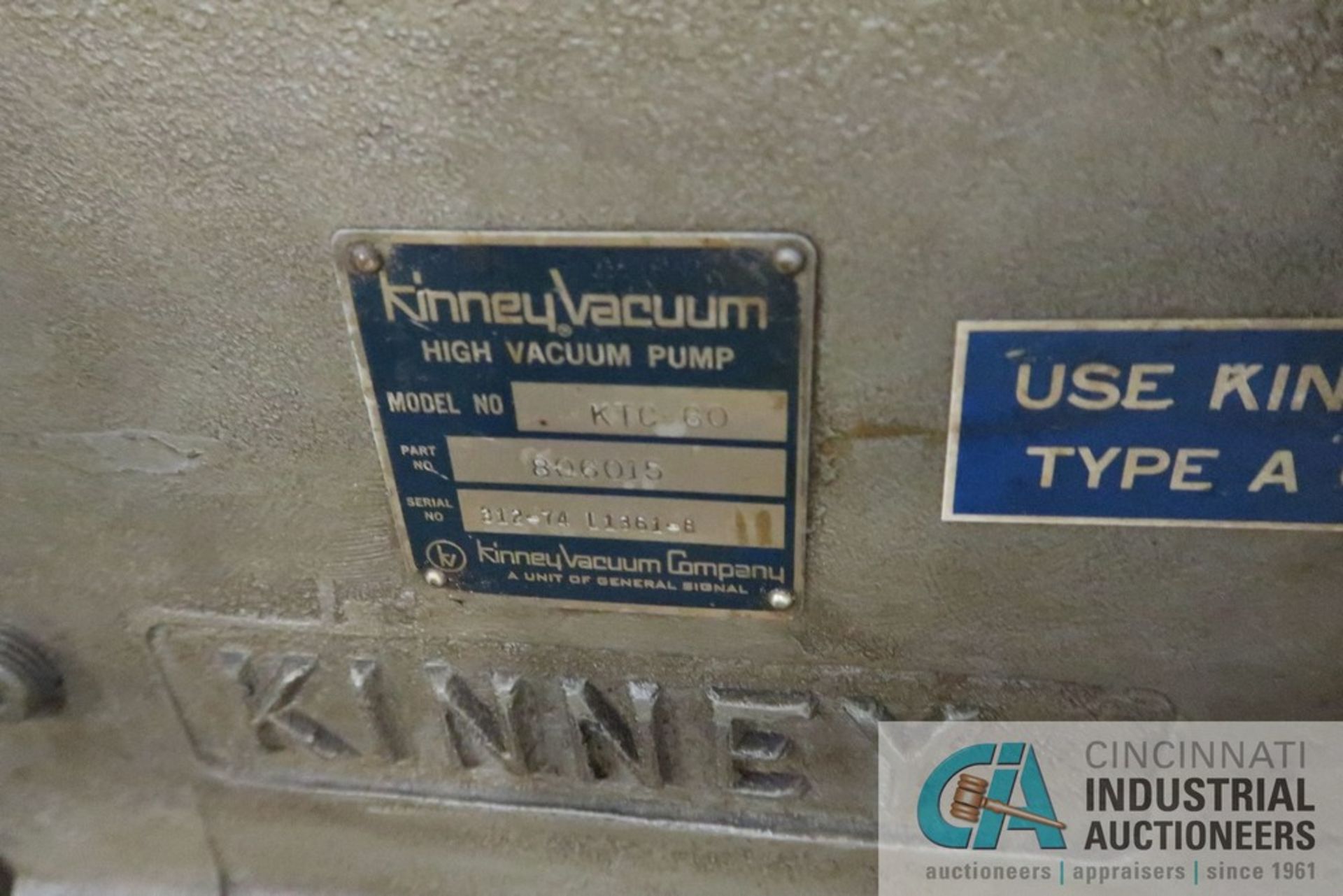 KINNEY MODEL KTC60 COMBINATION VACUUM PUMP; S/N 312-74-L-1361-8 - Image 10 of 11
