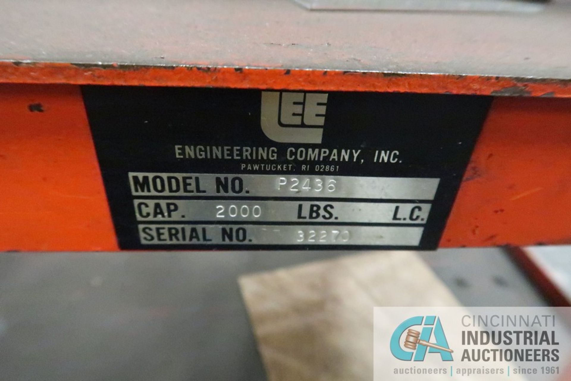 LEE ENGINEERING MODEL P2488 DIE LIFT CART, 2' X 3' TABLE - Image 3 of 3