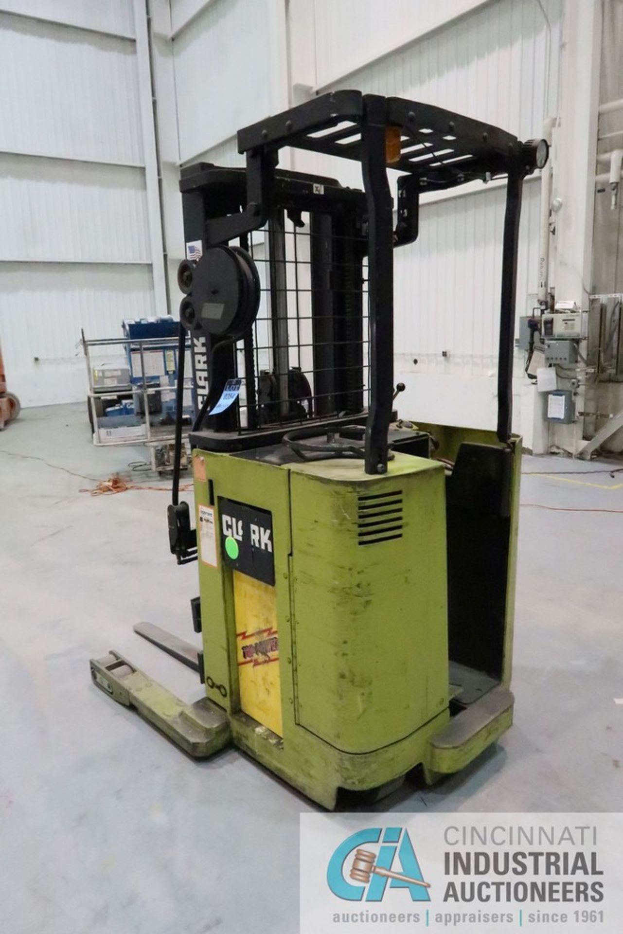 4,000 LB. CLARK NP300-40B ELECTRIC STAND UP LIFT TRUCK; S/N NP-246-0024-54557, 86" 3-STAGE MAST,