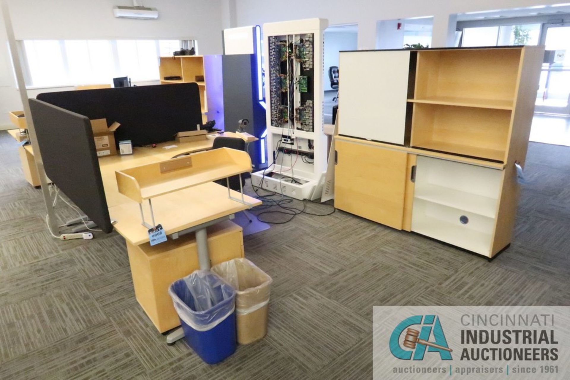 79" X 86" X 24" GALANT L-SHAPED DESK, (1) 3-DRAWER CABINET, (1) BOOKCASE WITH LOWER STORAGE, (1)