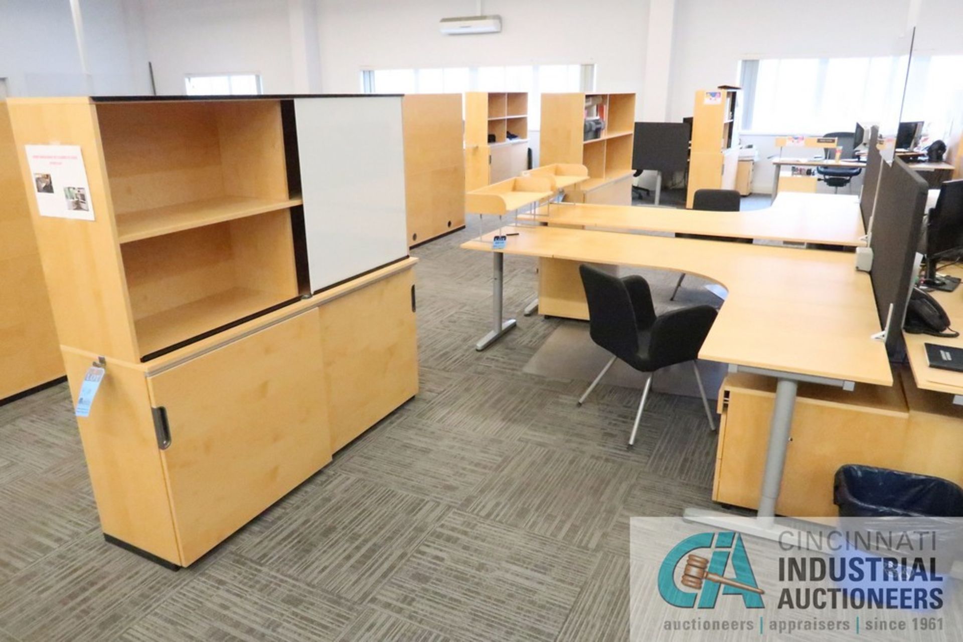 79" X 86" X 24" GALANT L-SHAPED DESK, (1) 3-DRAWER CABINET, (1) BOOKCASE WITH LOWER STORAGE, (1)