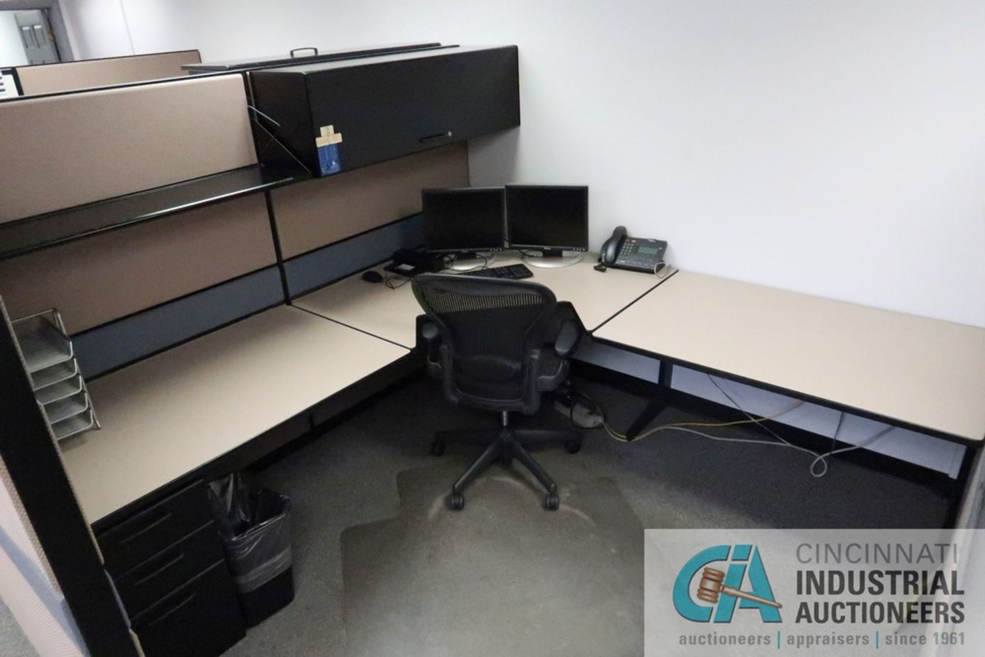 (LOT) (4) CUBICLES, 96" X 96" L-SHAPED DESKS, (3) EXECUTIVE CHAIRS, FILE CABINETS - Image 4 of 6