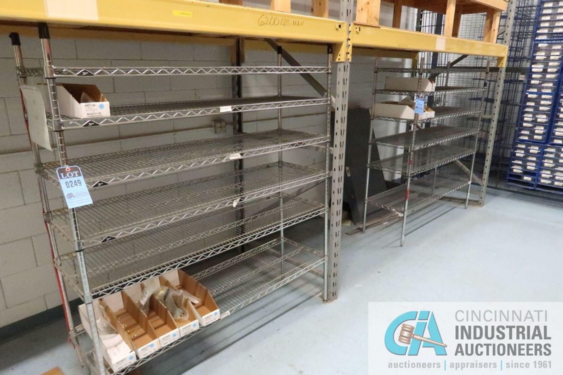 (LOT) (2) 18" X 58" WIRE RACKS AND (2) 18" X 36" STEEL SHELF UNITS