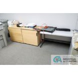 (LOT) (1) GALANT STORAGE CABINET, (2) 24" X 48" TABLES, (1) PAPERCUTTER, (1) 3-DRAWER CABINET, (1)