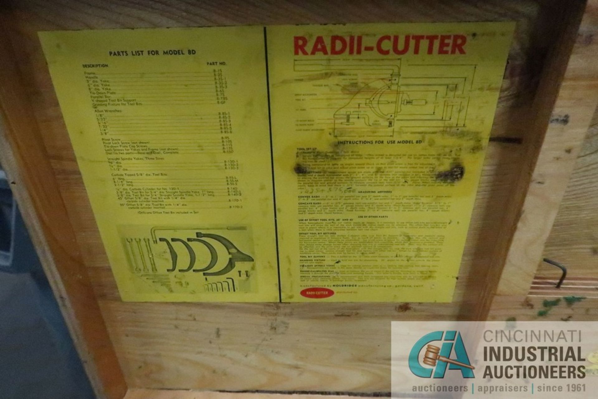 HOLDRIDGE MFG MODEL 8-D RADIUS CUTTER - Image 2 of 2