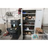 CABINETS WITH CONTENTS - ABRASIVES, WELDING WIRE, SILVER SOLDER, WELDING SUPPLIES