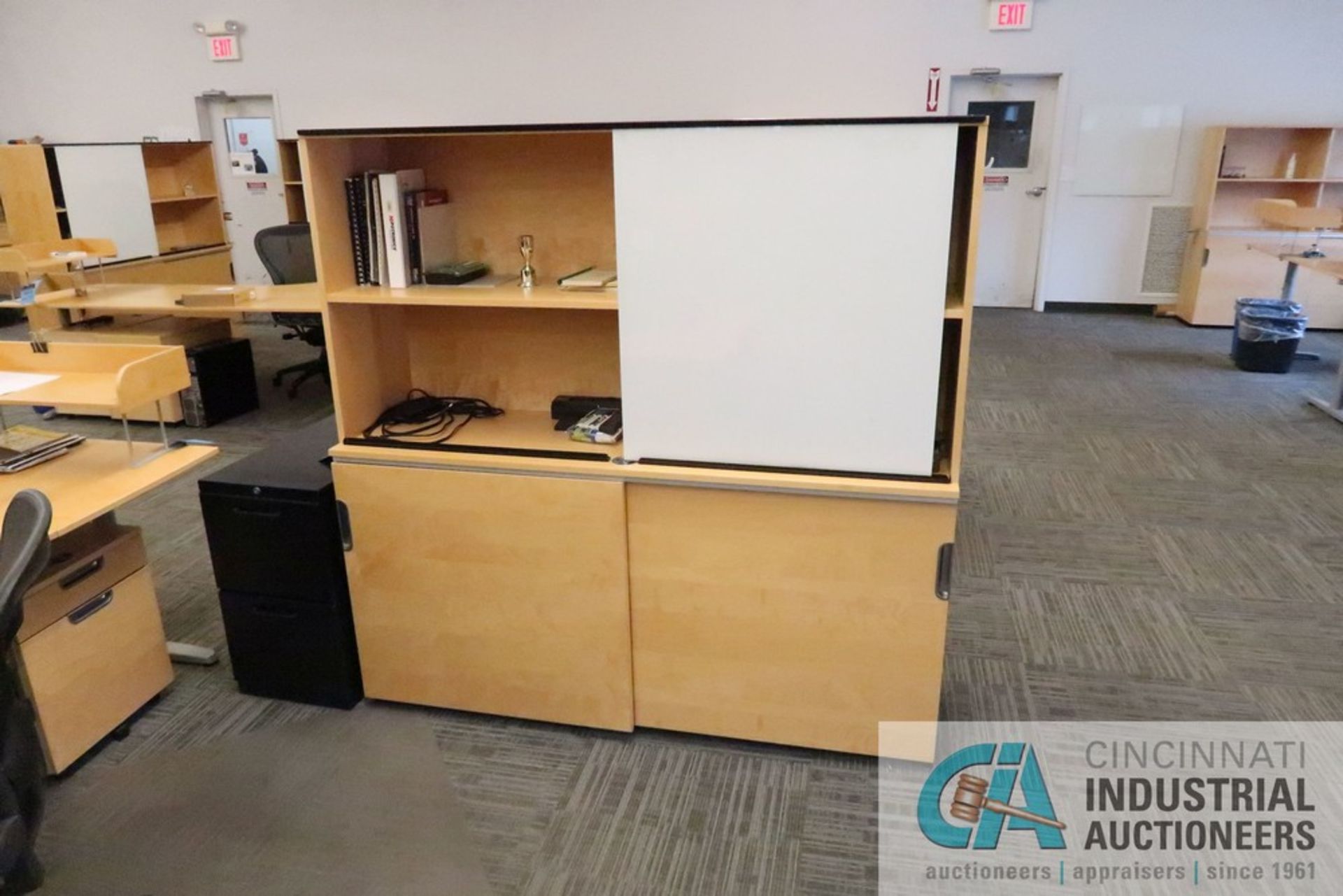 79" X 86" X 24" GALANT L-SHAPED DESK, (1) 3-DRAWER CABINET, (2) 2-DOOR CABINETS, (1) BOOKCASE WITH - Image 7 of 7