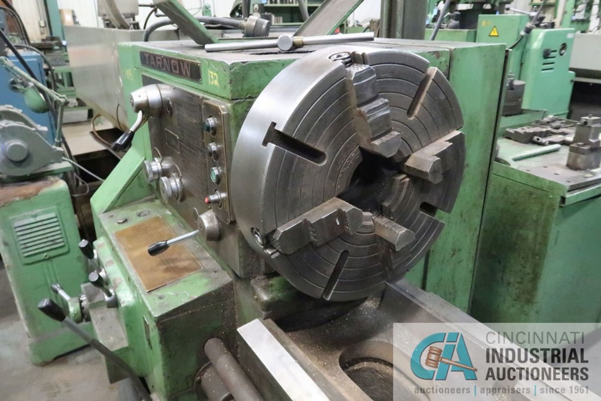20" X 132" TARNOW ENGINE LATHE; S/N 7667881, 2" SPINDLE HOLE, 16" 4-JAW CHUCK, STEADY REST, - Image 9 of 14