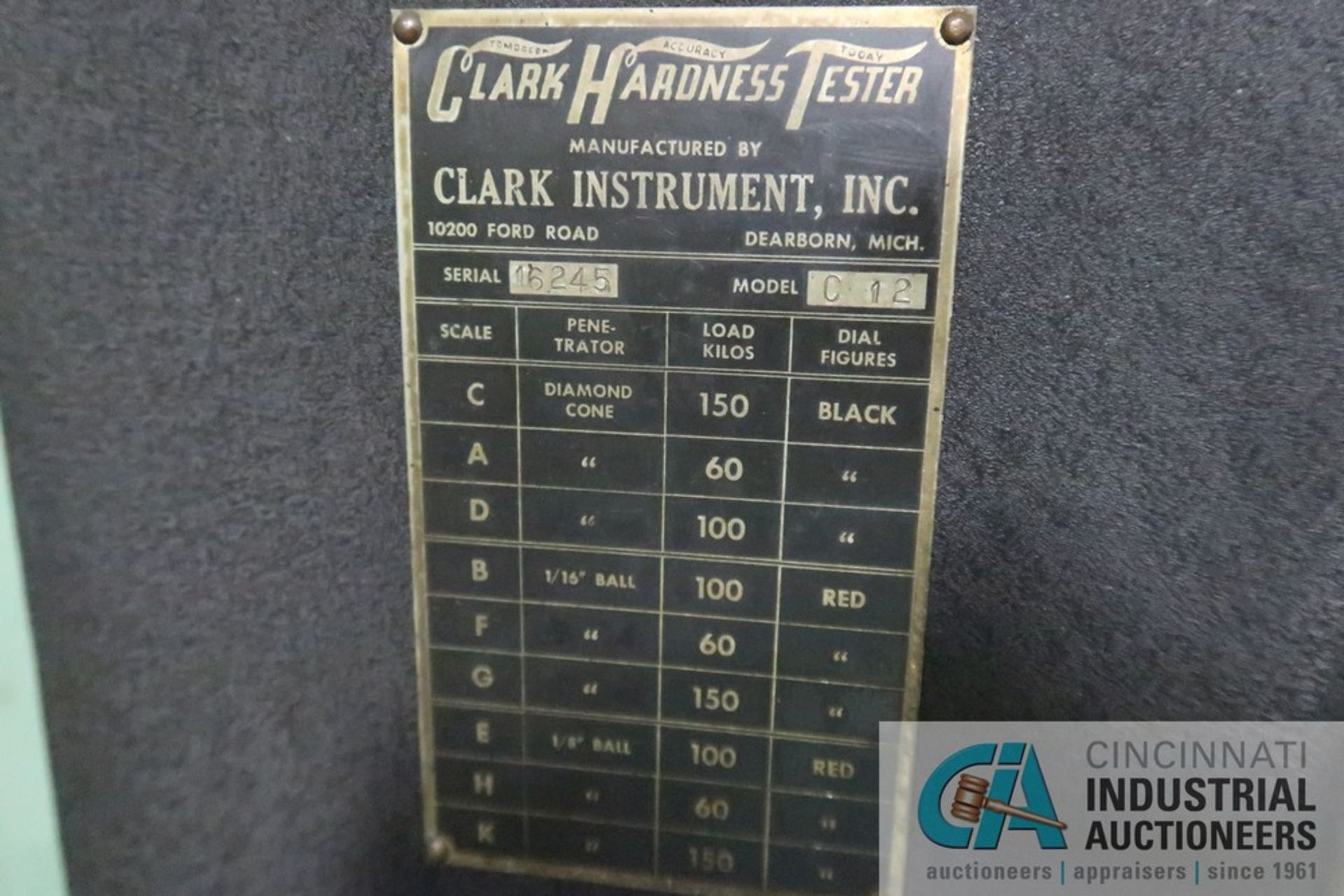 CLARK MODEL C-12 HARDNESS TESTER - Image 6 of 6