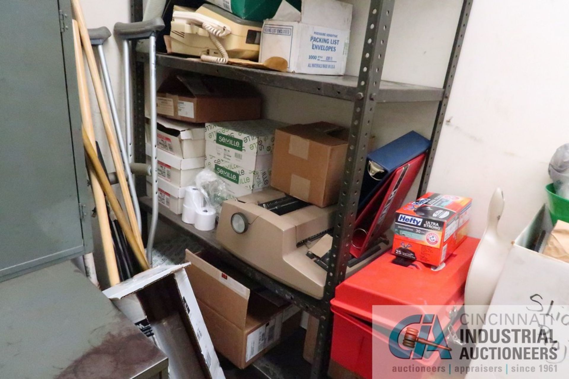 CONTENTS OF STORAGE ROOM - MISCELLANEOUS MACHINE TOOLING, PERISHABLES, ABRASIVES, OFFICE SUPPLIES, - Image 7 of 7