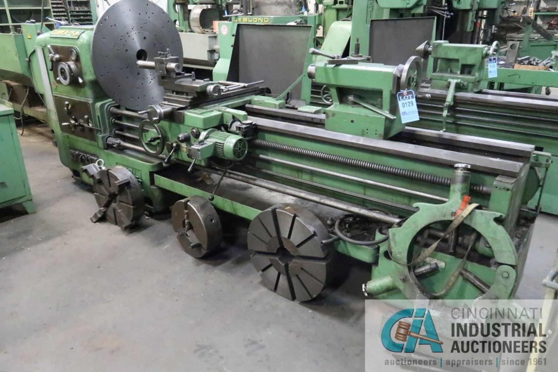 24" / 35" X 96" CLOVER GAP BED LATHE, 2-1/2" SPINDLE HOLE, 33-1/2" FACE PLATE, STEADY REST, WITH
