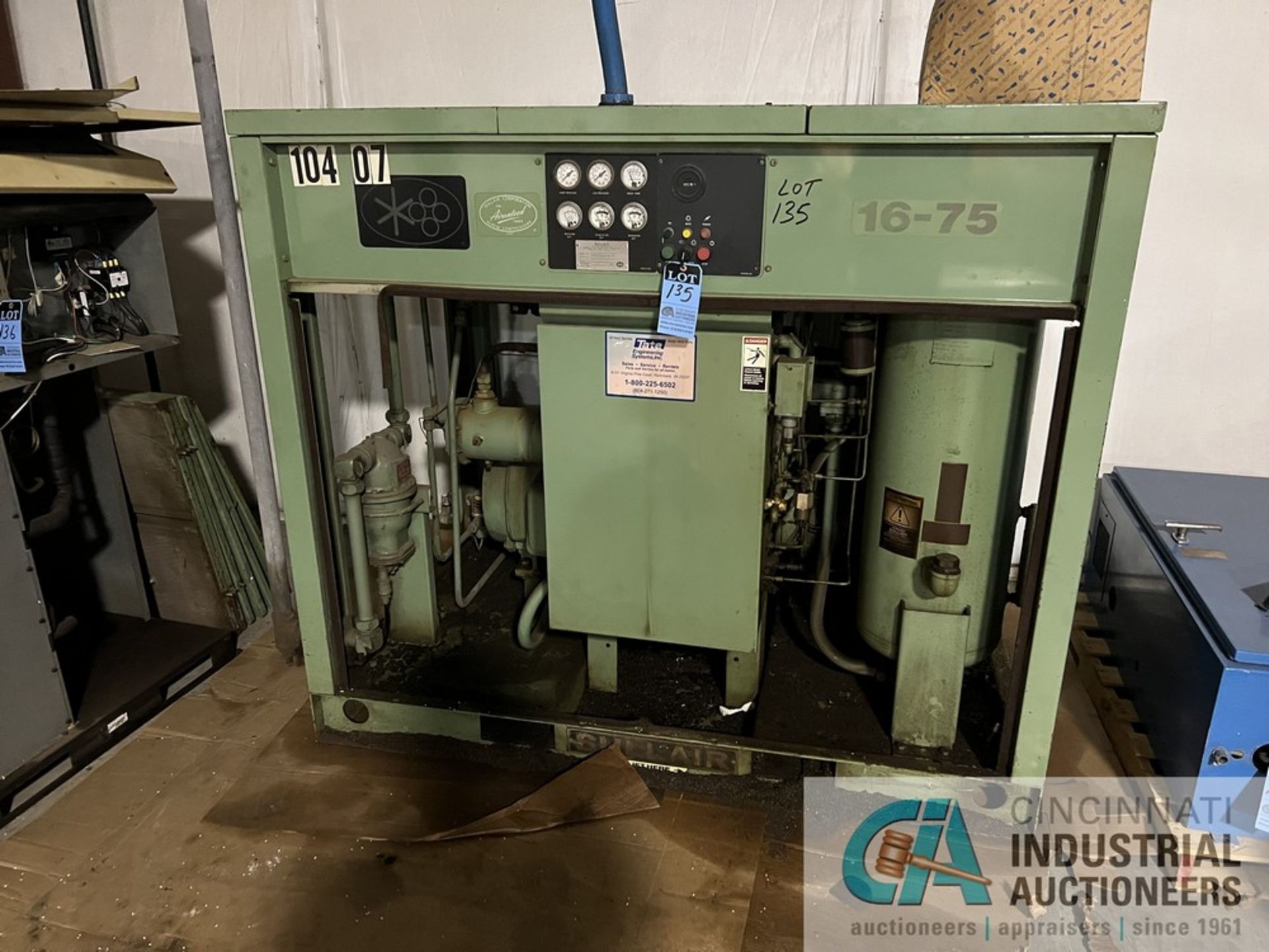 75 HP SULLAIR MODEL 16BS-75HWCAC 24KT AIR COMPRESSOR; S/N 003-94494, WAS RUNNING COMPRESSOR UNTIL - Image 2 of 6