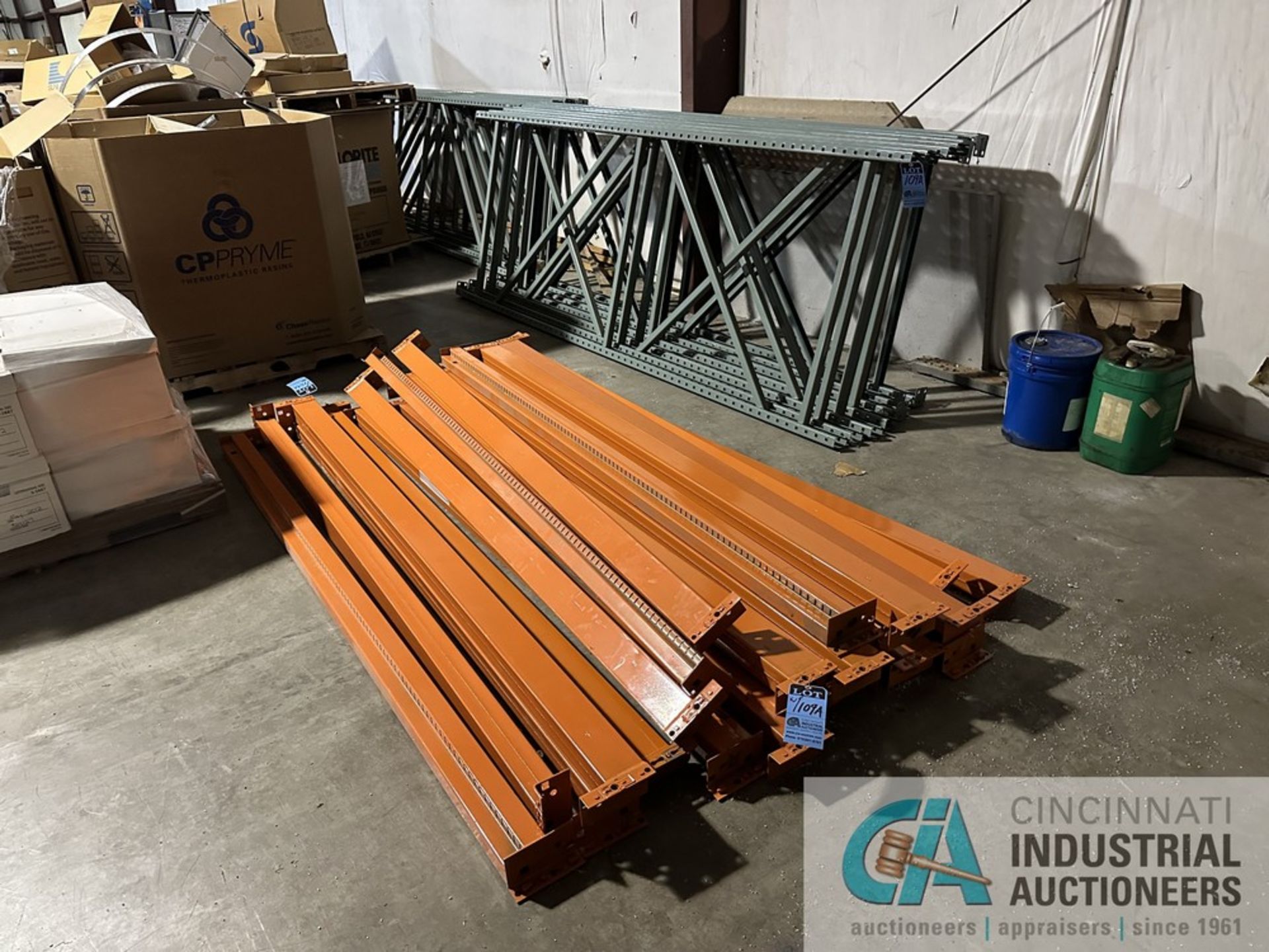 (LOT) SMALL GROUP OF LATE MODEL INTERACK PALLET RACK; (12) 42" X 10' MODEL 30 UPRIGHTS, (20) 3.5"