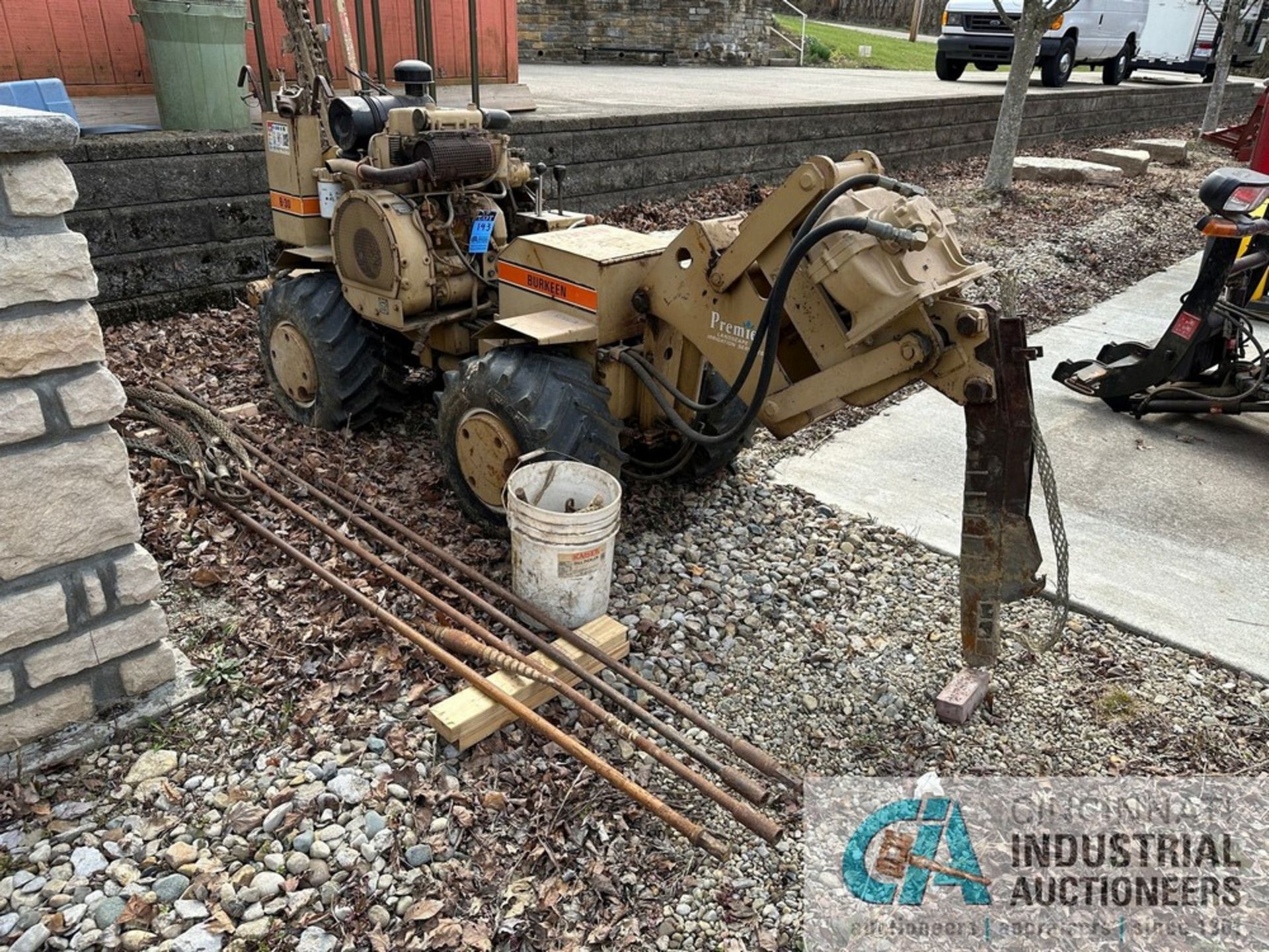 BURKEEN MODEL B-30 DIESEL POWER TRENCHER WITH CABLE PLOW S/N B30-1386, HATZ DIESEL ENGINE - Image 2 of 19