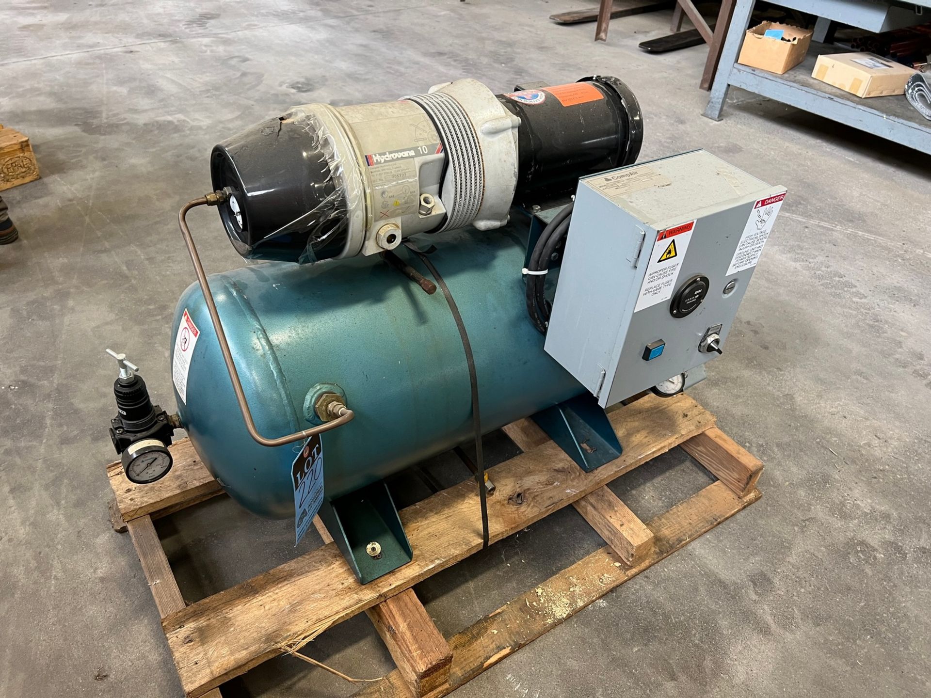 2 HP COMPAIR MODEL 10 PURS HYDROVANE ROTARY VAN TANK MOUNTED COMPRESSOR, 230 VOLT, 1-PHASE - Image 3 of 8