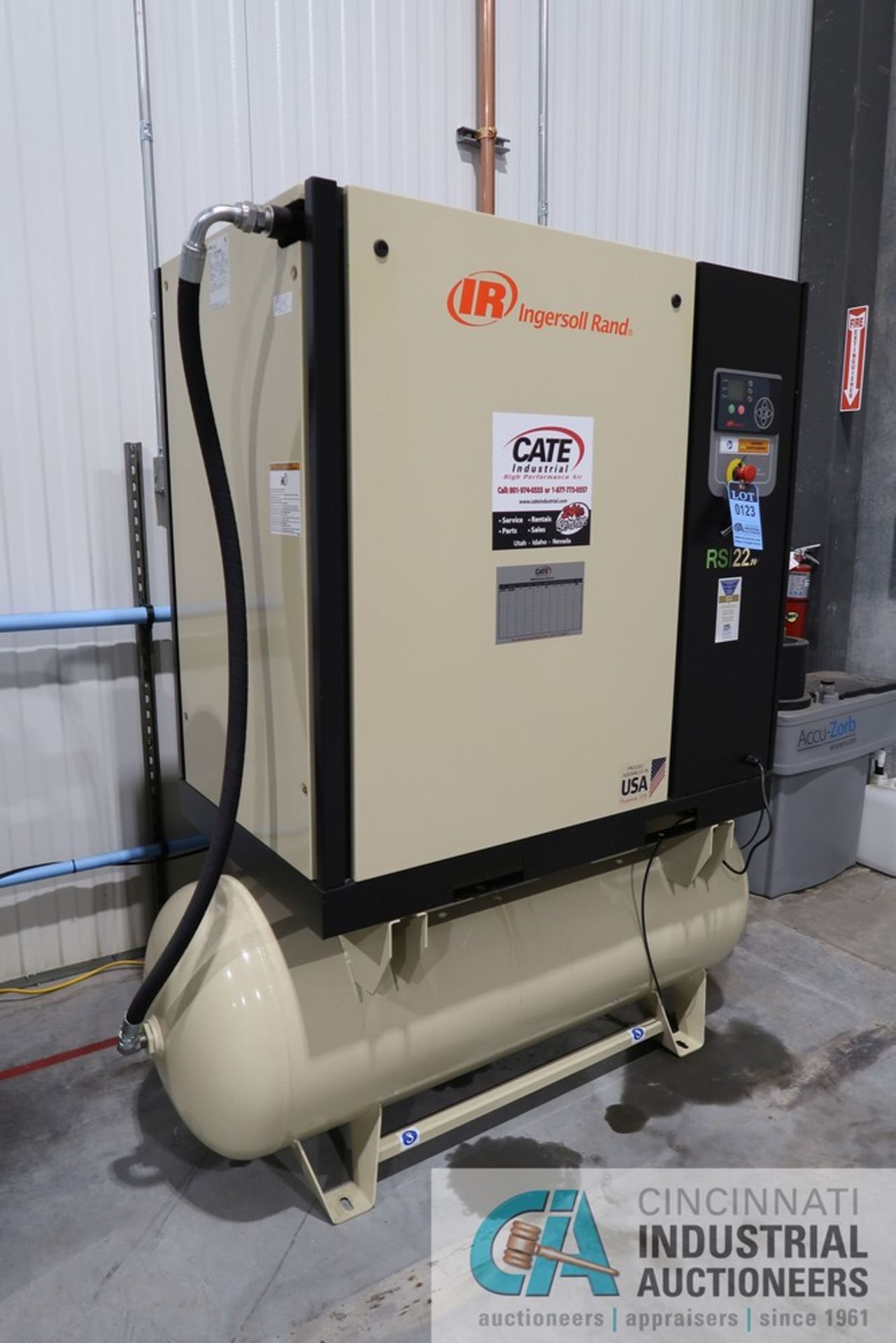 30 HP INGERSOLL RAND MODEL RS22N-145 ROTARY SCREW AIR COMPRESSOR; S/N CBV796016, WITH ACCUZORB MODEL - Image 3 of 6