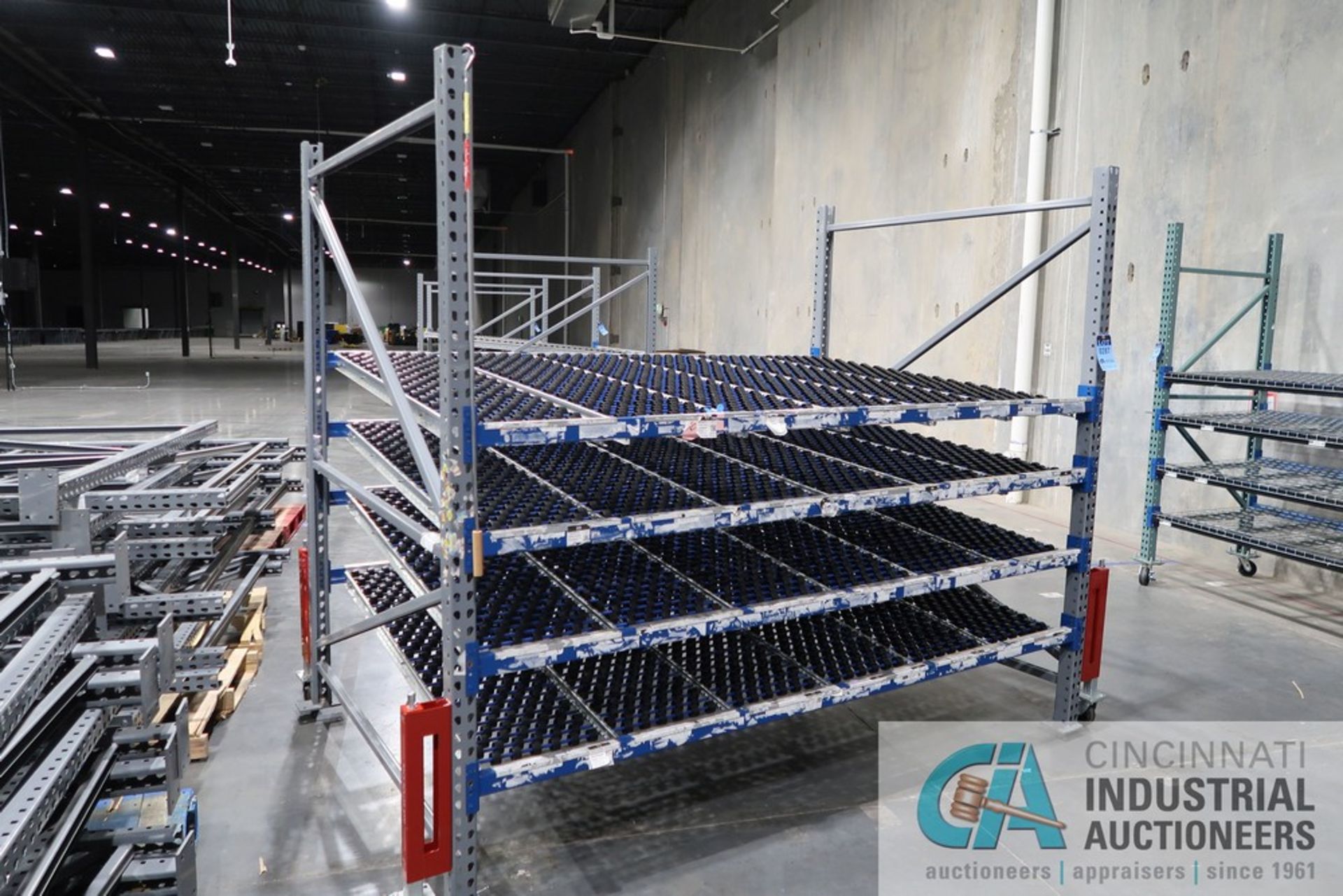 SECTION 108" LONG X 72" WIDE X 96" HIGH PORTABLE TEARDROP STYLE FLOW RACK INCLUDING (2) 72" X 96" - Image 4 of 4