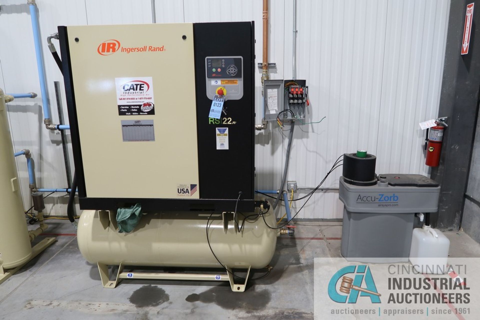 30 HP INGERSOLL RAND MODEL RS22N-145 ROTARY SCREW AIR COMPRESSOR; S/N CBV796016, WITH ACCUZORB MODEL