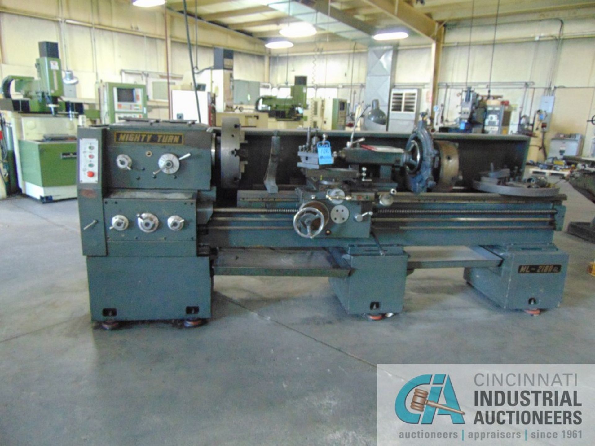 21" X 80" MIGHTY TURN MODEL ML-2180GL GAP BED ENGINE LATHE; S/N 88111580, 3" SPINDLE HOLE, 20" 4-JAW