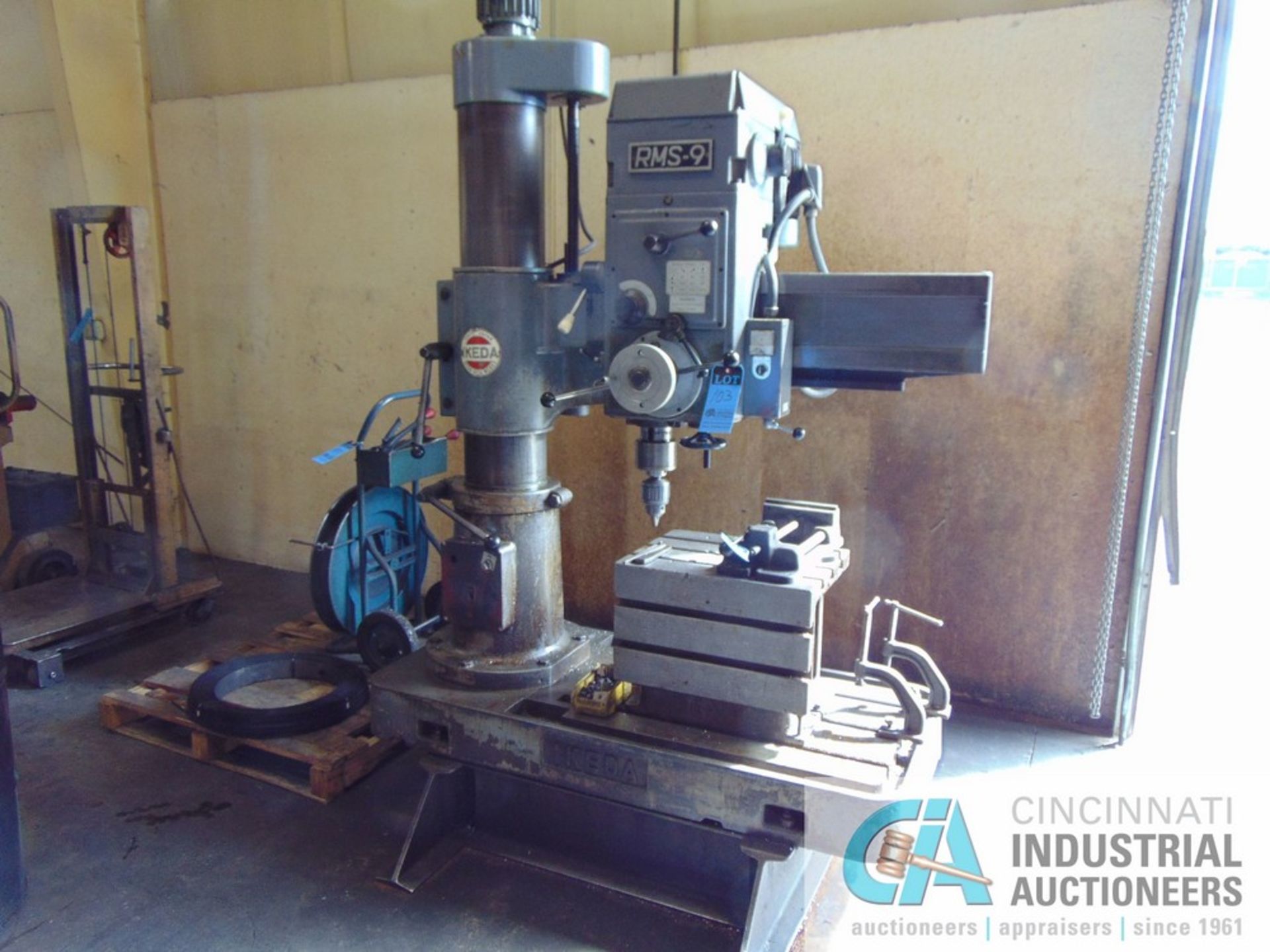 3' ARM X 9" COL. IKEDA RMS-9 RADIAL ARM DRILL; S/N 78380, 50 - 1,500 RPM SPINDLE, 16" X 20" X 16"