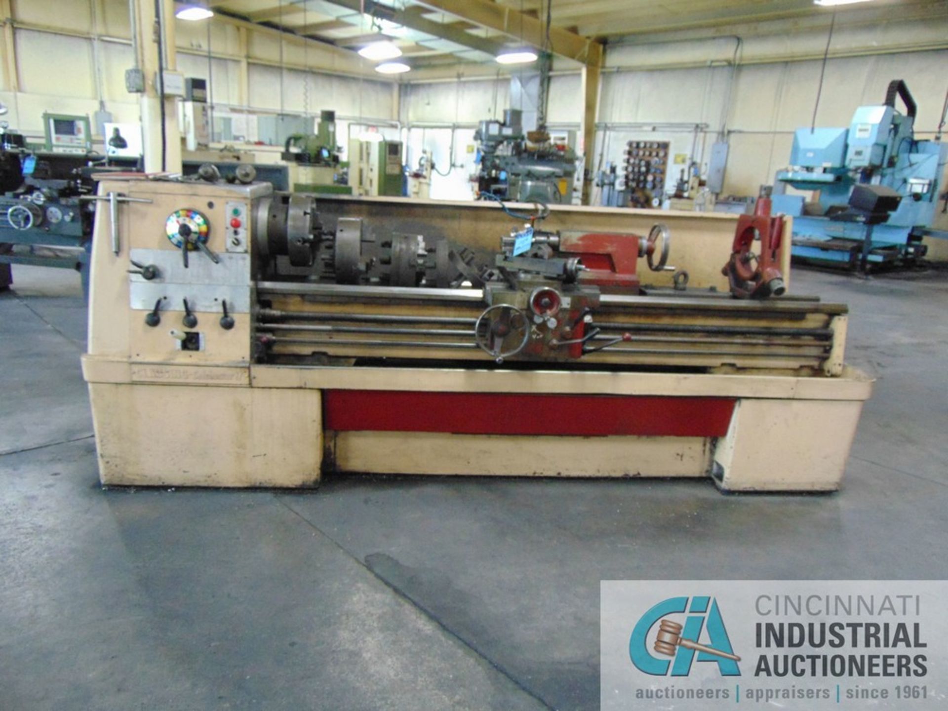 17" X 80" CLAUSING ENGINE LATHE; S/N 7/0020/12751, 2.75" SPINDLE HOLE, 12" 4-JAW CHUCK, STEADY REST,