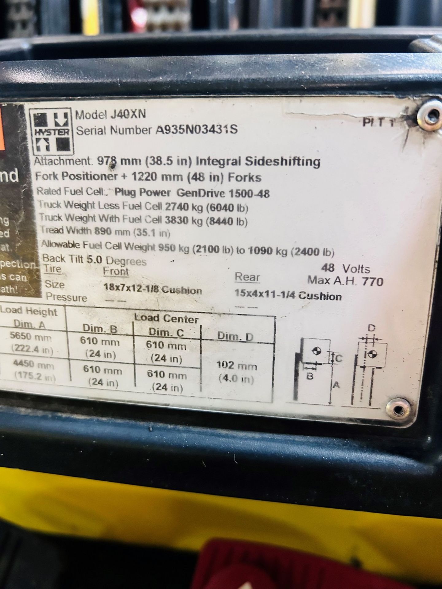 **2018 - 4,000 LB Hyster Model J40XN Electric Lift Truck; S/N A935N03431S, - Image 2 of 12