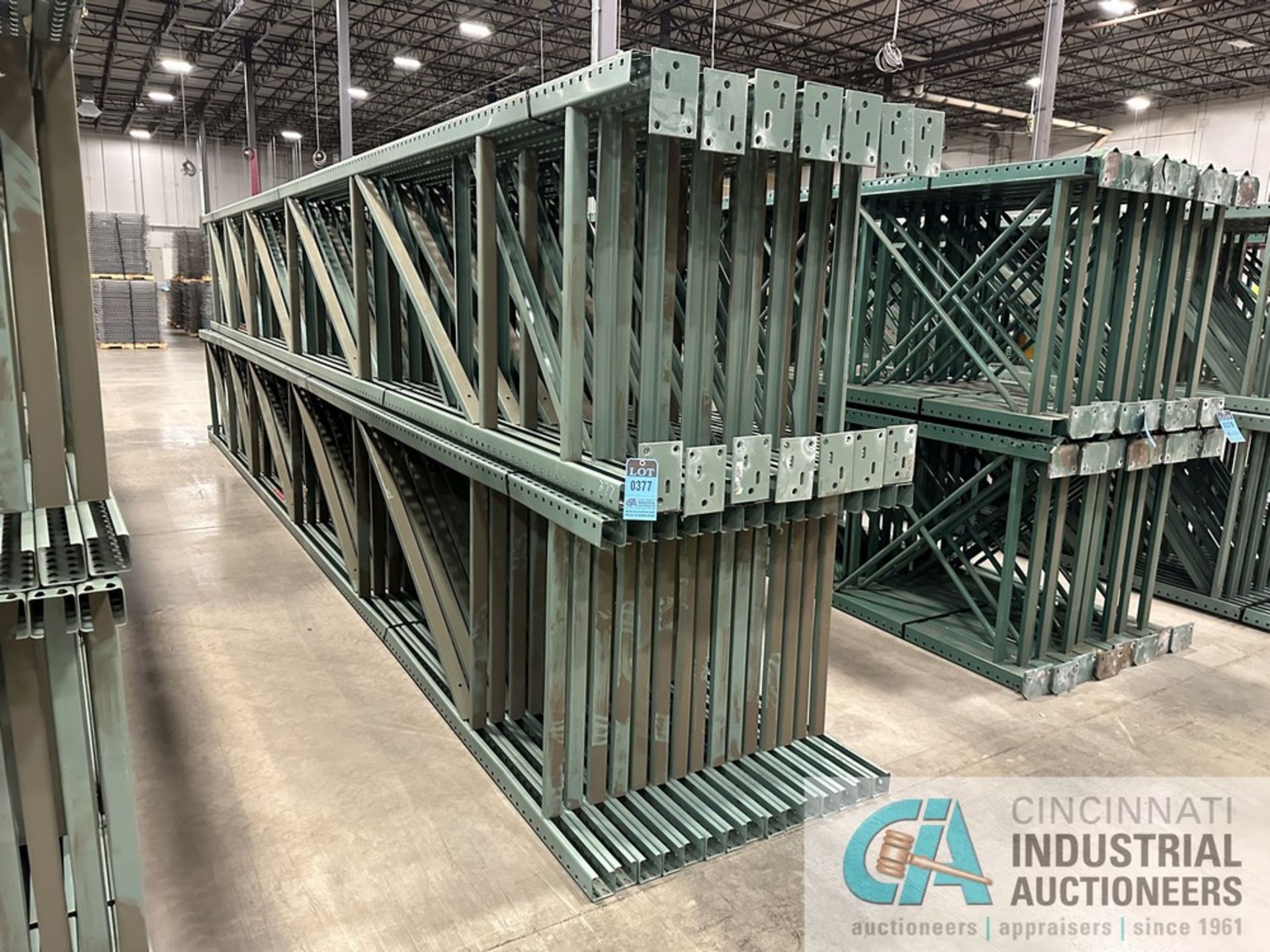 42" X 26'H TEARDROP STYLE PALLET RACK UPRIGHTS, 3" X 3" COLUMN (GREEN) - Image 10 of 12