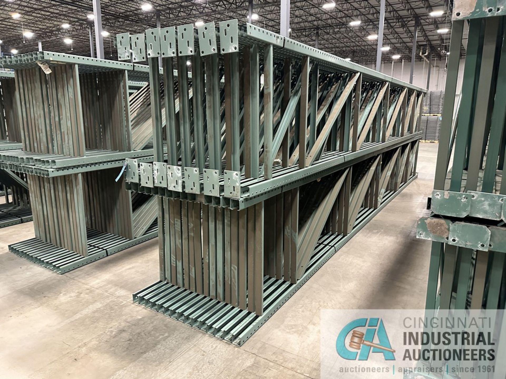 42" X 26'H TEARDROP STYLE PALLET RACK UPRIGHTS, 3" X 3" COLUMN (GREEN) - Image 11 of 12