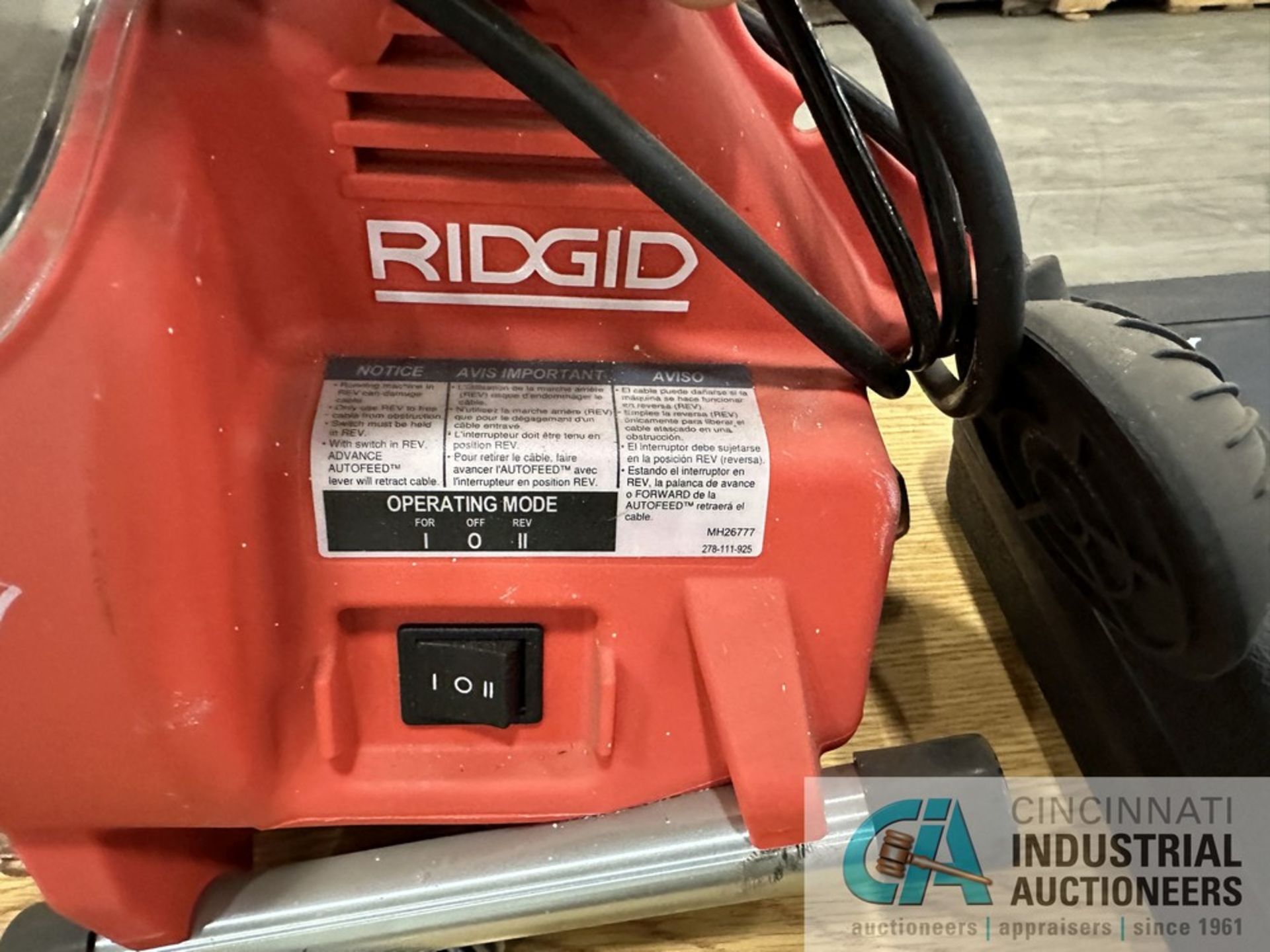 RIDGID MODEL MH2667 ELECTRIC DRAIN CLEANER - Image 2 of 4