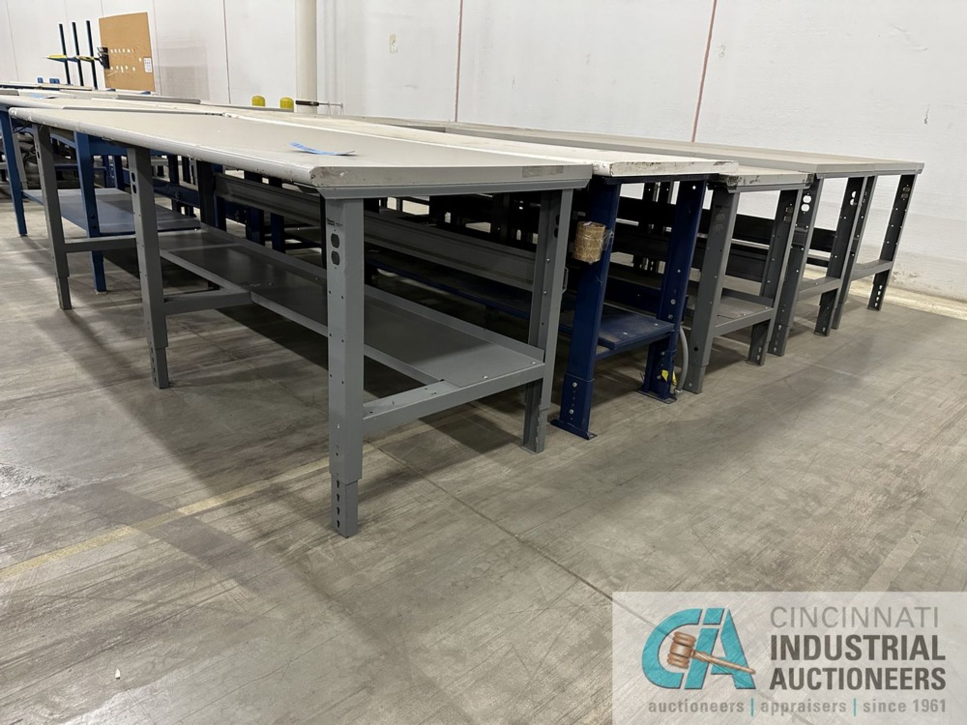 STEEL FRAME FORMICA TOP TABLES: ALL MEASURE 30" FB AND LR DIMENSIONS RANGE FROM 60" TO 96" **$100.00 - Image 2 of 3