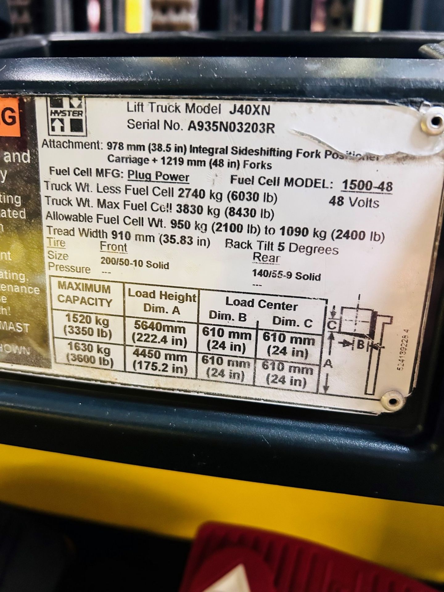 **2017 - 4,000 LB Hyster Model J40XN Electric Lift Truck; S/N A935N03203R, Charger included, - Image 2 of 12