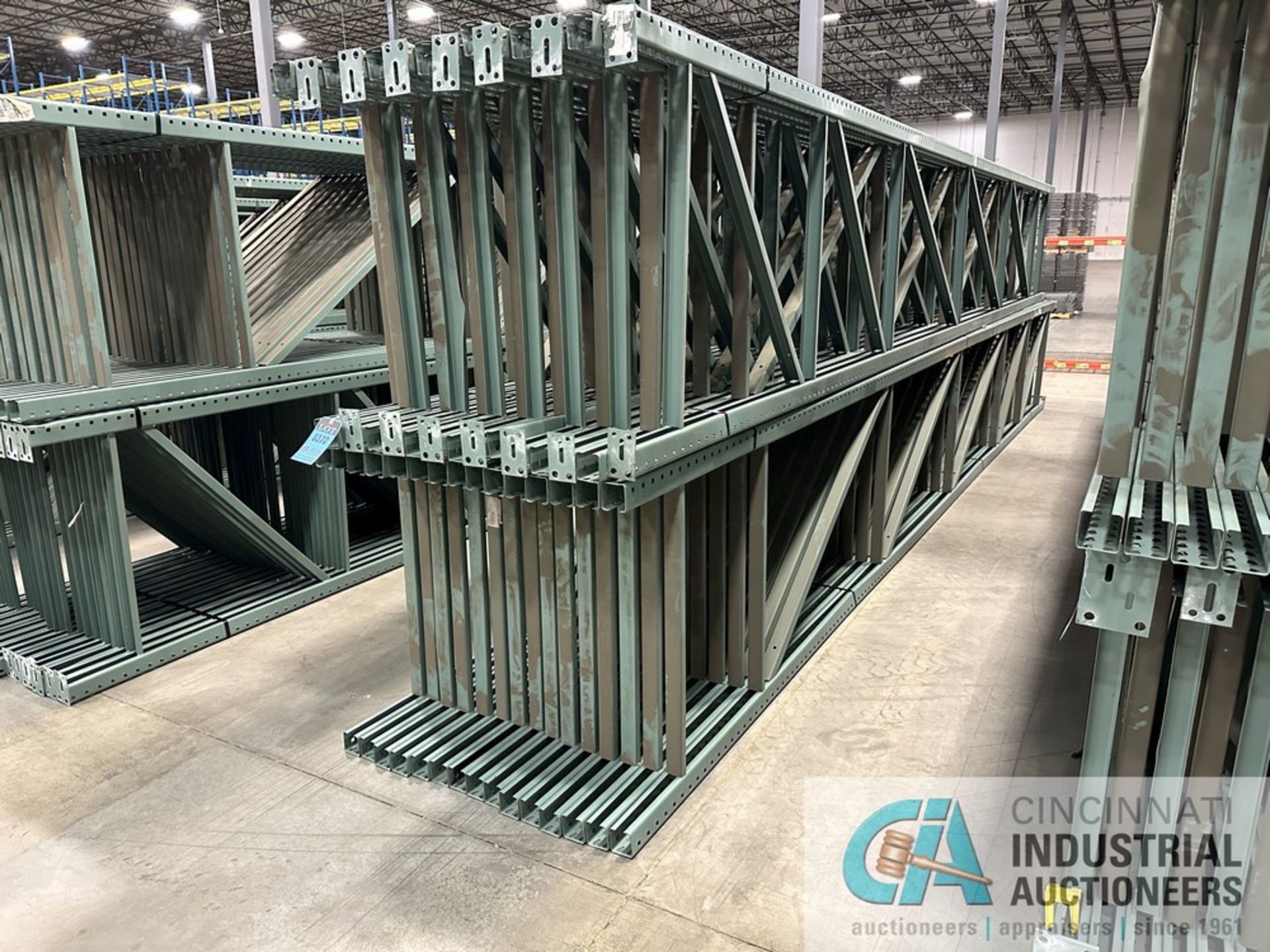 42" X 26'H TEARDROP STYLE PALLET RACK UPRIGHTS, 3" X 3" COLUMN (GREEN) - Image 11 of 12