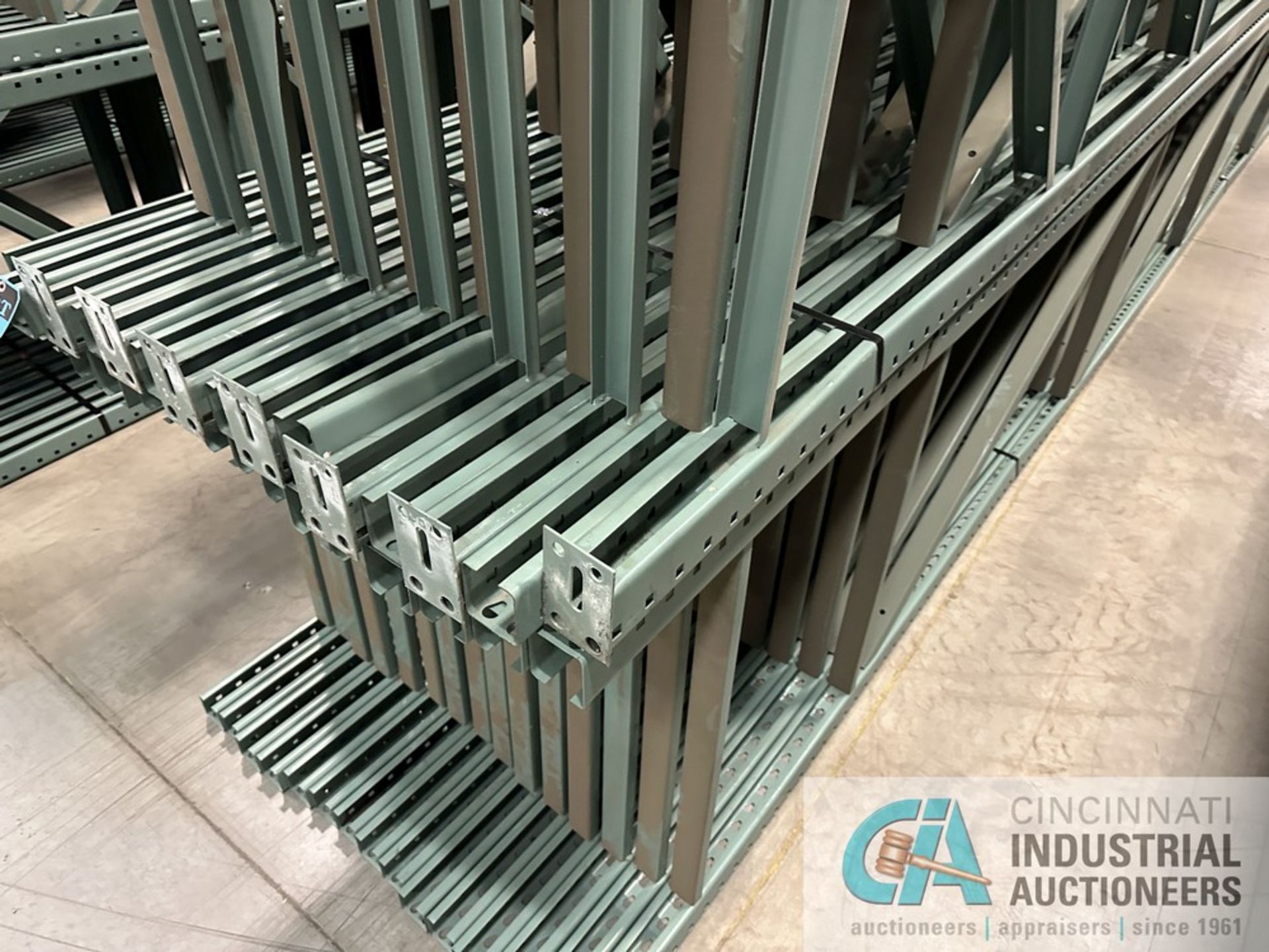 42" X 26'H TEARDROP STYLE PALLET RACK UPRIGHTS, 3" X 3" COLUMN (GREEN) - Image 12 of 12