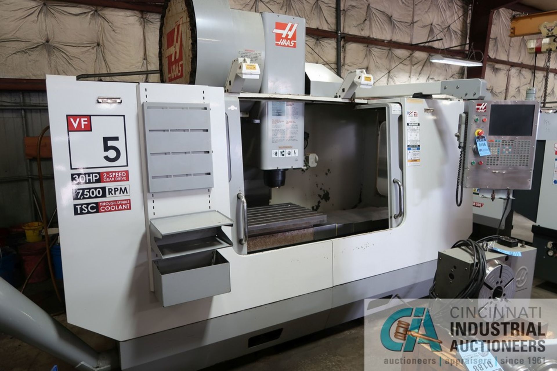 HAAS MODEL VF5-50 CNC VERTICAL MACHINING CENTER; S/N 105552, 23" X 52" TABLE, 50 TAPER SPINDLE, 7,